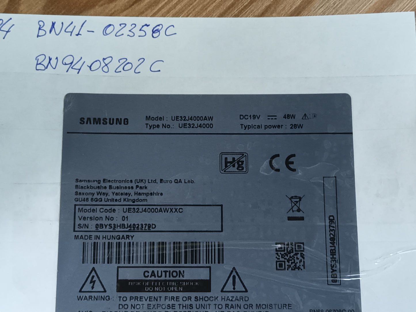 PLACA MAIN, BN41-02358C, BN94-08202C, de tv Samsung UE32J4000AW