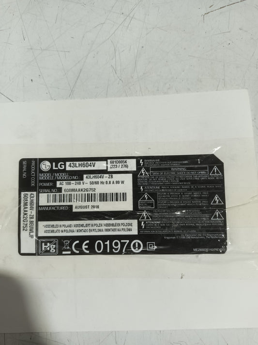 EAX66793101(1.6) de tv LG43LH604V,