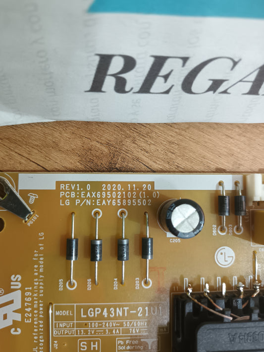 EAX69502102(1.0), de tv LG43UP80006LR