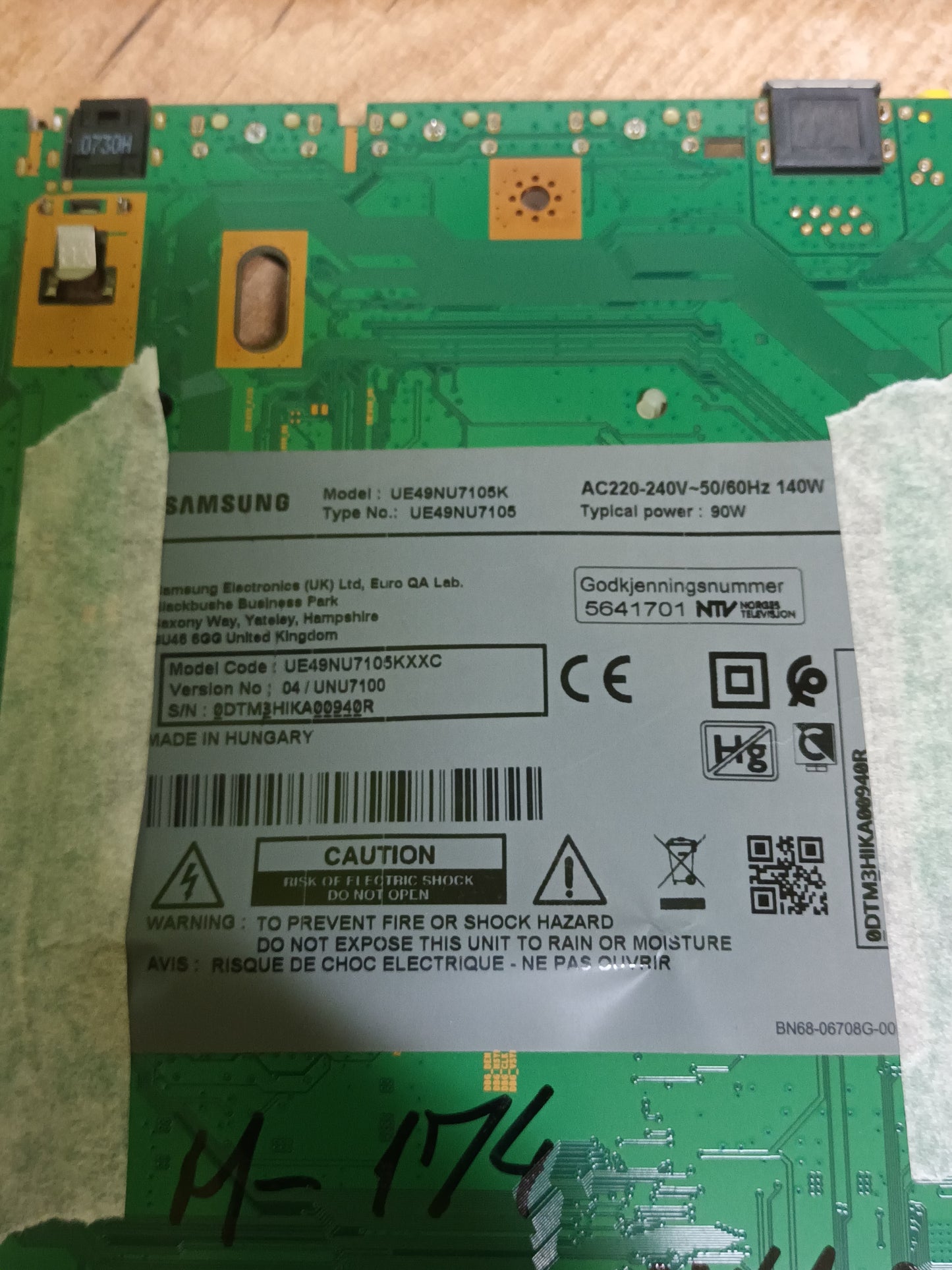 PLACA MAIN, BN41-02635A, BN94-12798L, de tv SAMSUNG UE49NU7105K