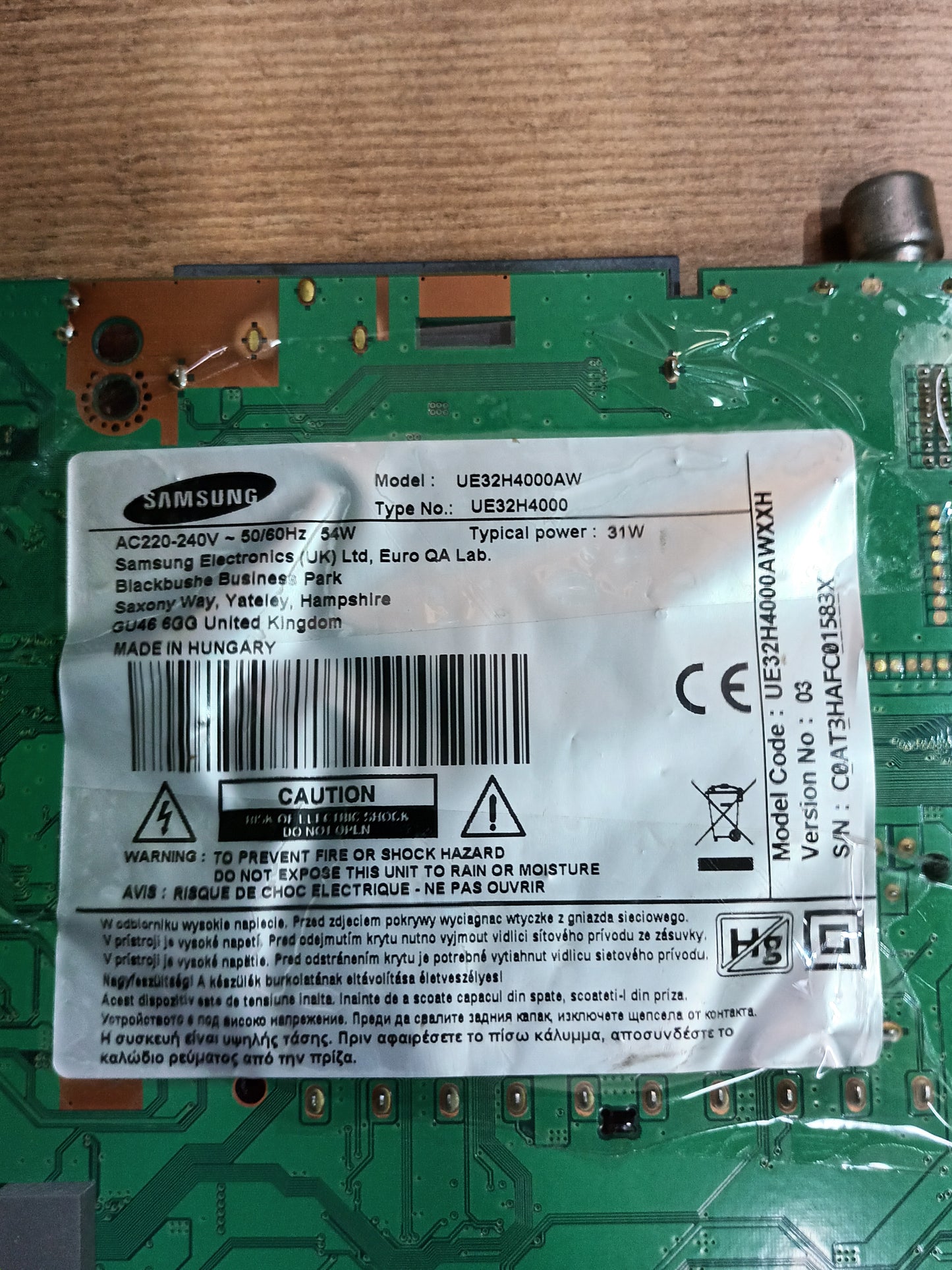 PLACA MAIN, BN41-02098B, BN94-07323E, de TV SAMSUNG UE32H4000AW