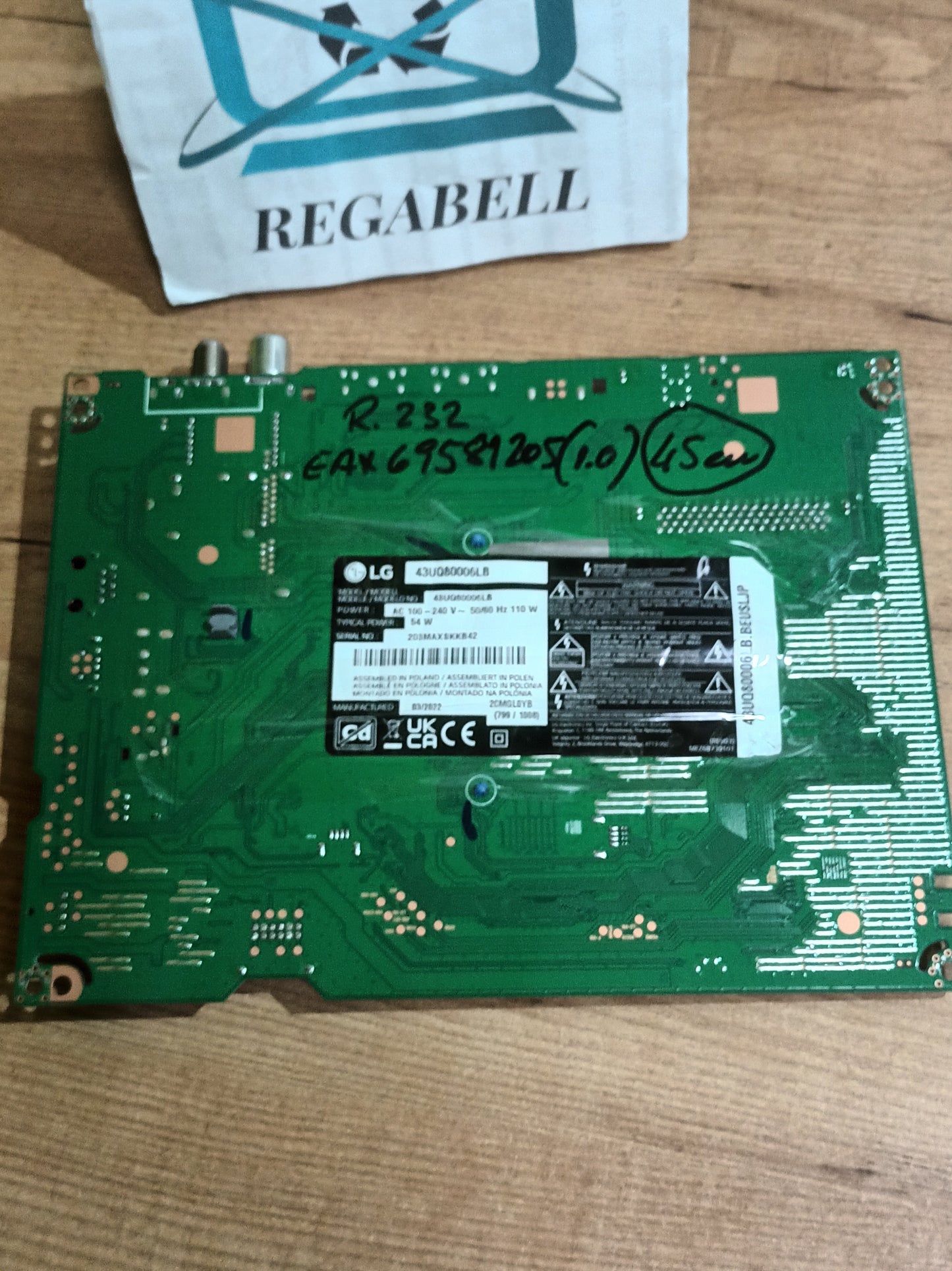 PLACA MAIN EAX69581205(1.0), EBT67247303, de tv LG43UQ80006LB