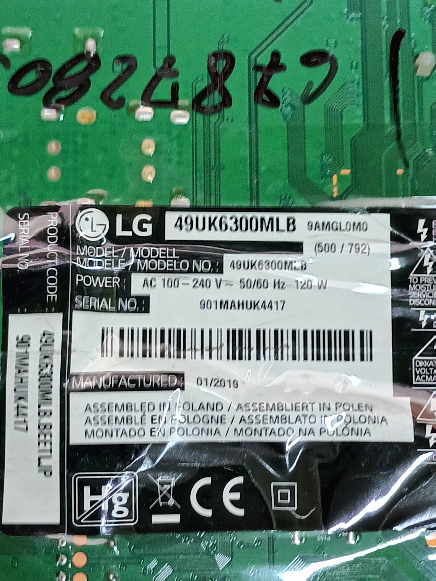 EAX67872805(1.1), EBT65295503, PLACA MAIN de tv LG49UK6300MLB,