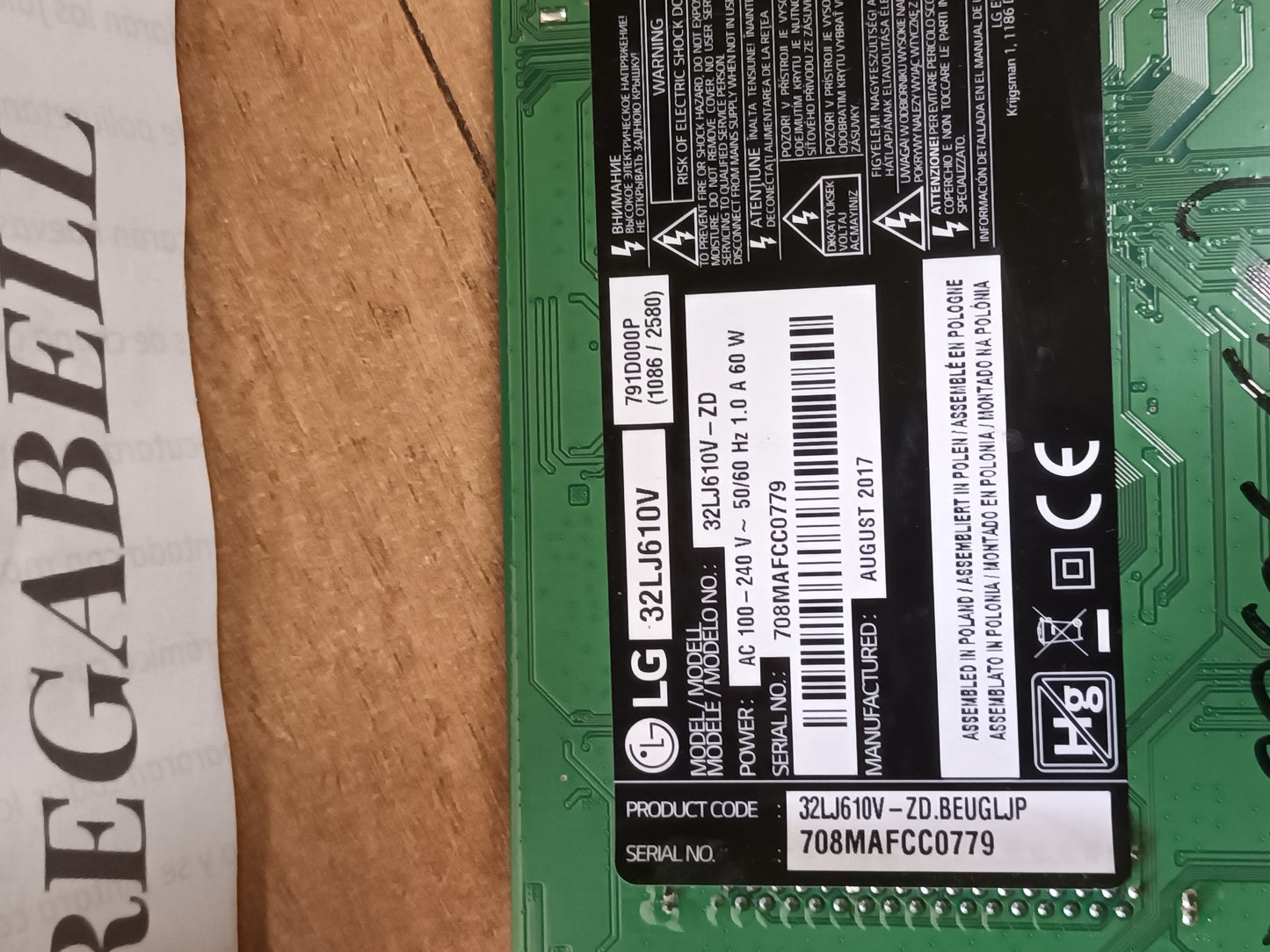 EAX67129604(1.0), EBT64578501, PLACA MAIN de tv LG32LJ610V