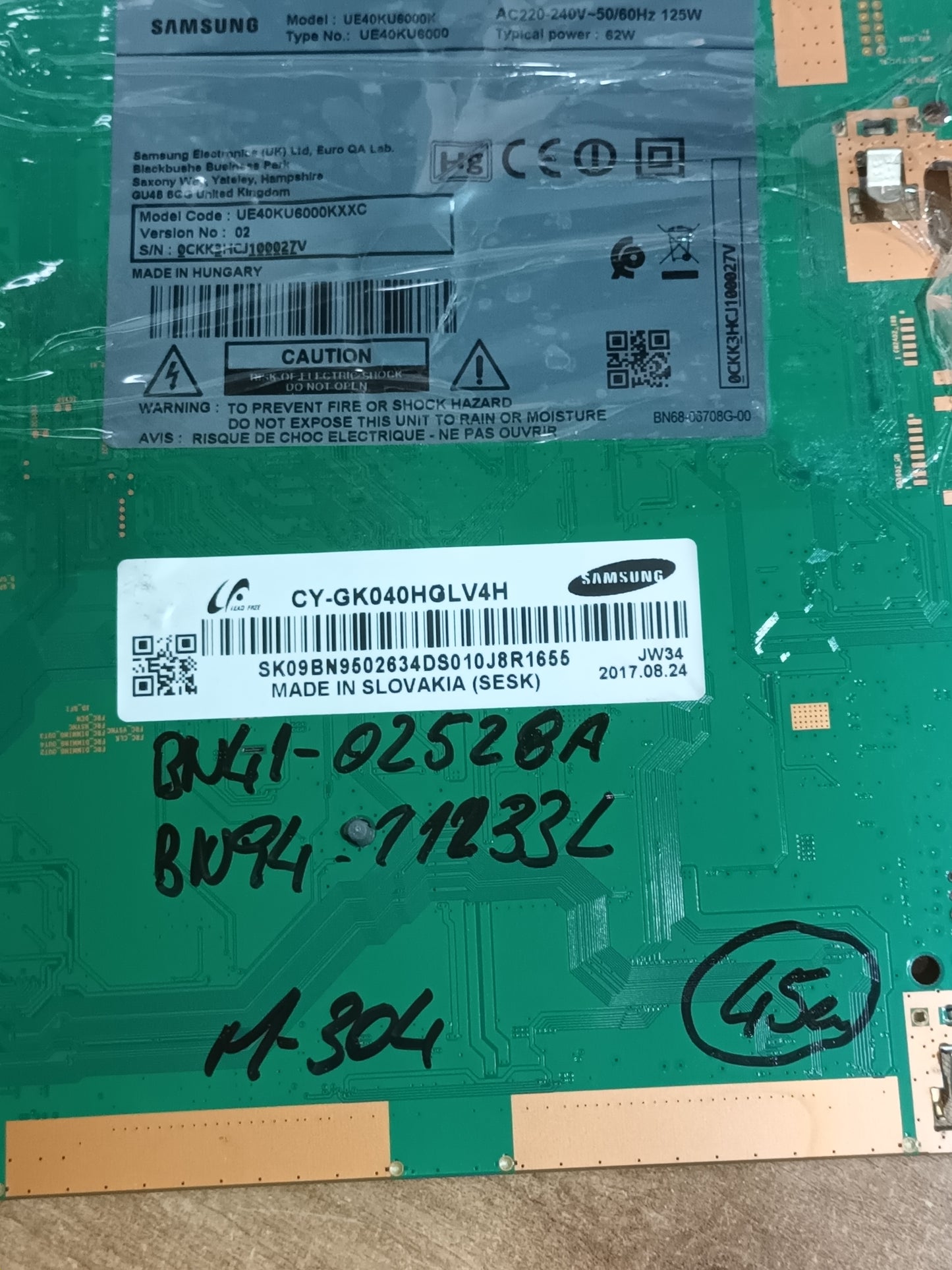 PLACA MAIN, BN41-02528A, BN94-11233L, de tv SAMSUNG UE40KU6000K