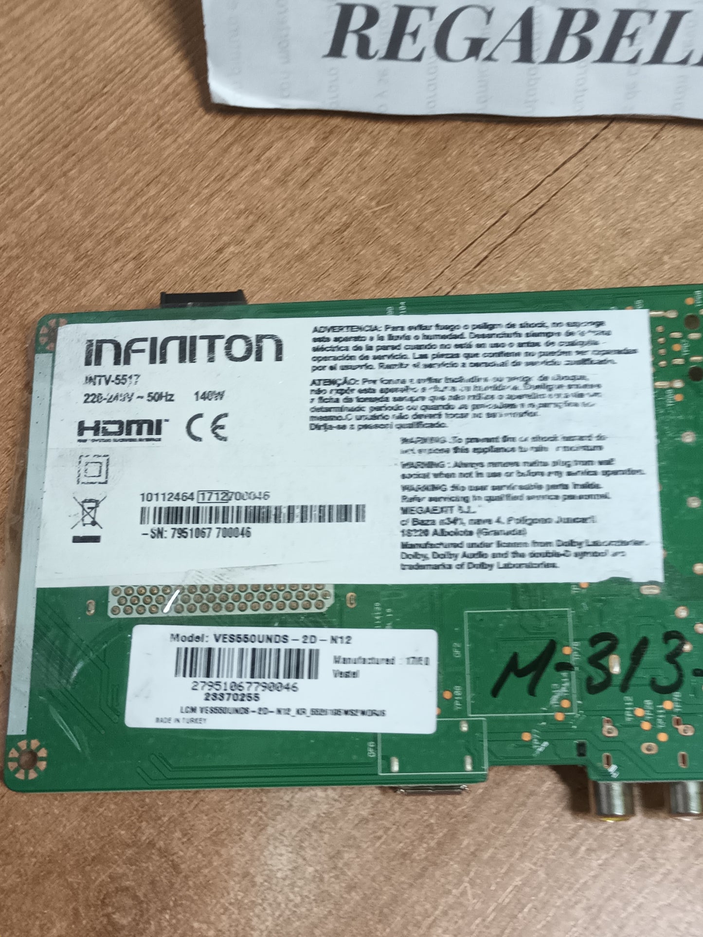 PLACA MAIN, 17MB140, de tv INFINITON INTV5517