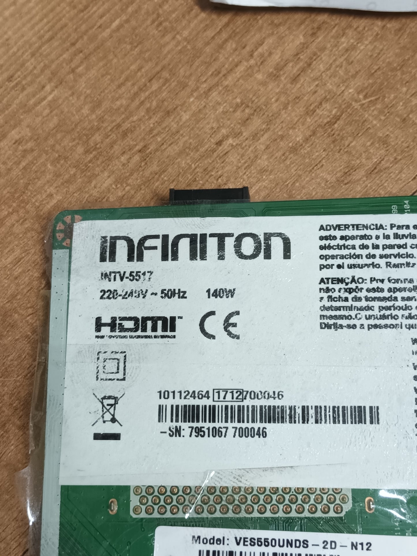 PLACA MAIN, 17MB140, de tv INFINITON INTV5517