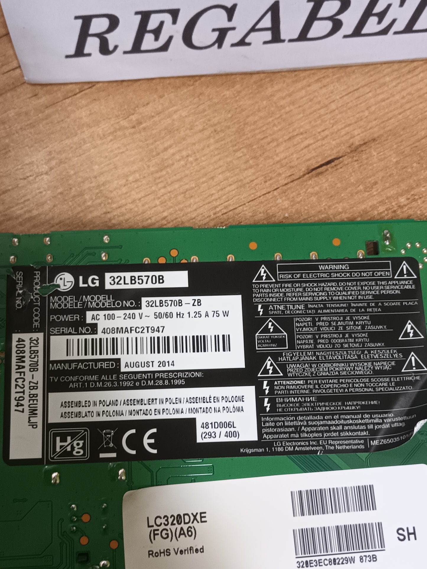 placa main, EAX65610904(1.0), EBT62985407, de tv LG32LB570B