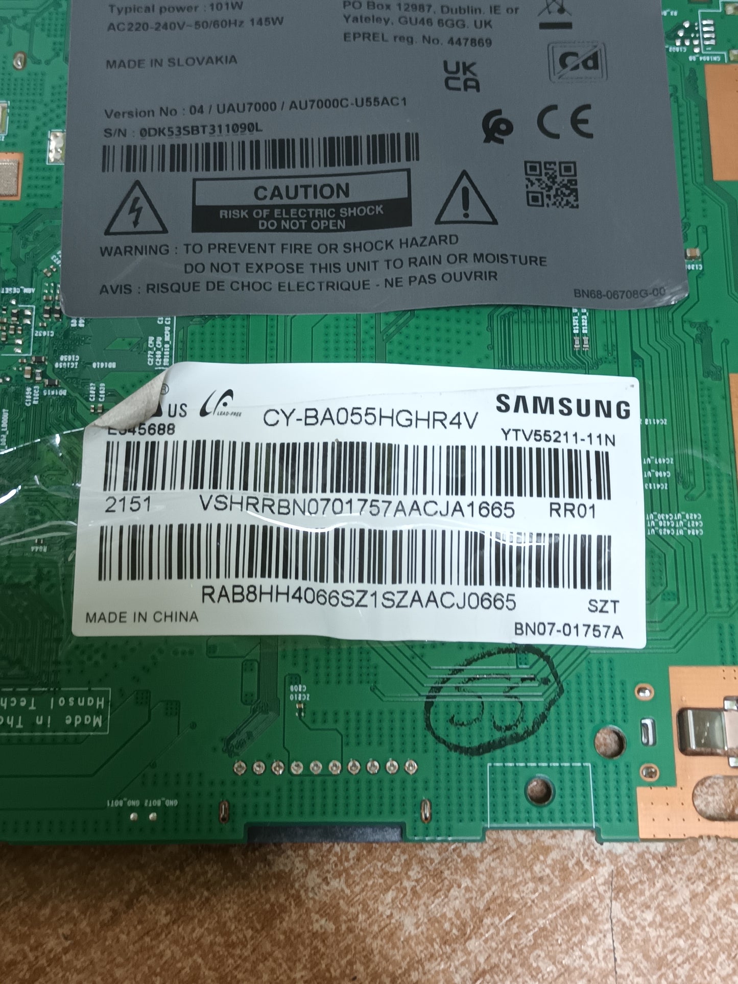 Placa main, BN96-53076K, NUEVA SIN USAR de tv SAMSUNG UE55AU7105K