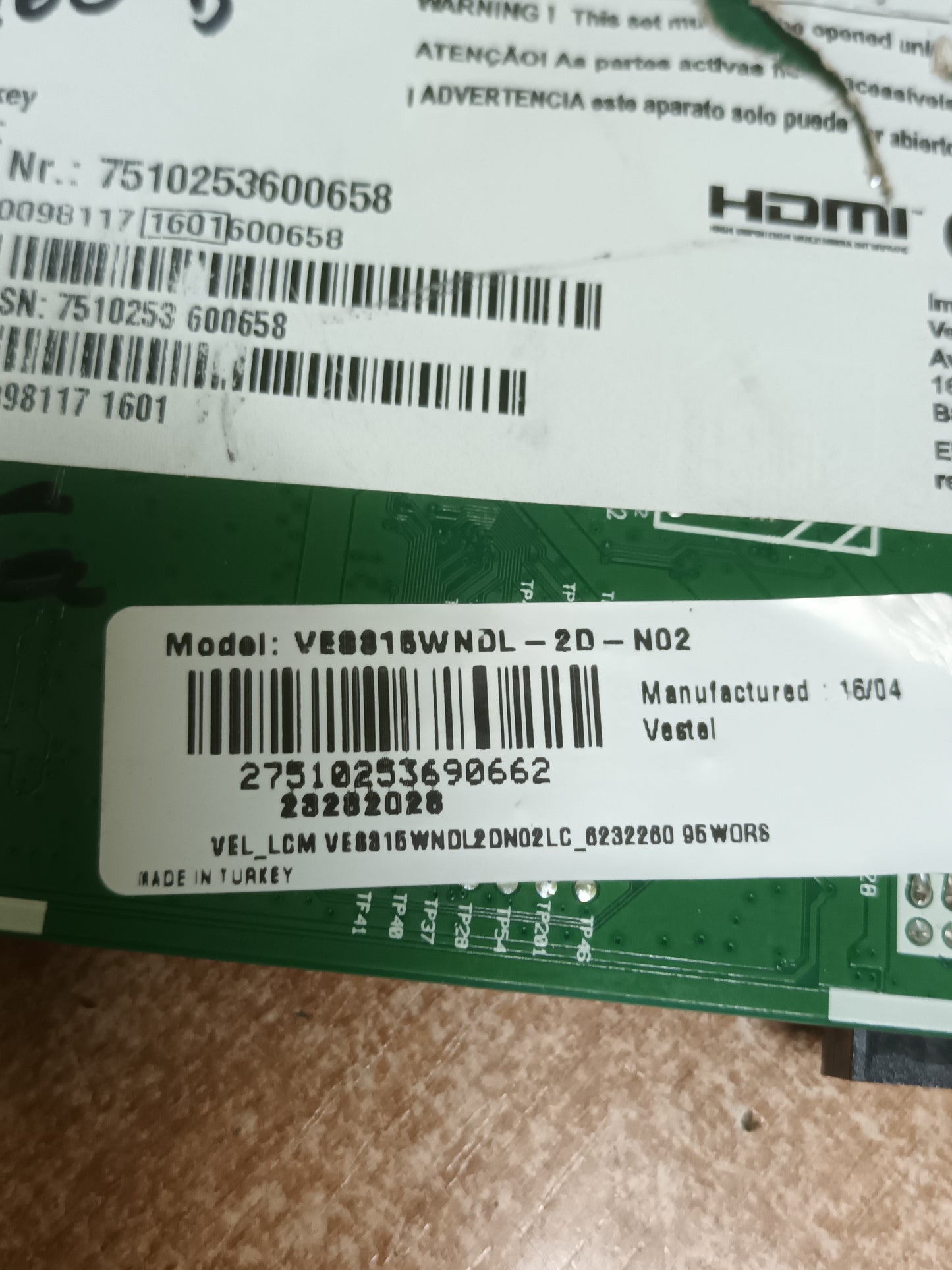 VESTEL 17MB82S, PLACA MAIN, de TV OK 32960-B, 