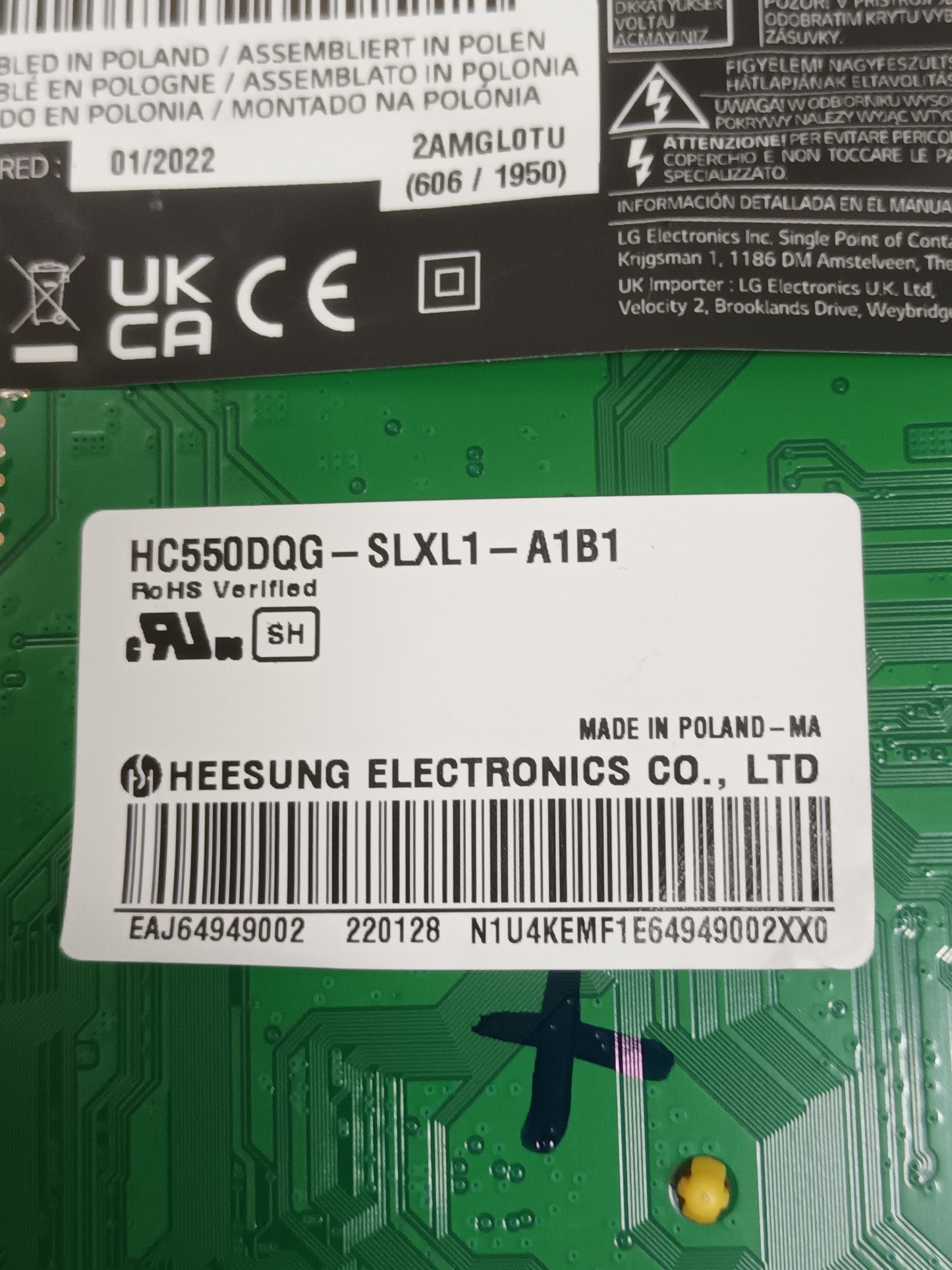 Placa main, EAX69715102(1.0), EBT66626403, NUEVA SIN USAR, de tv LG55UP751C0ZF