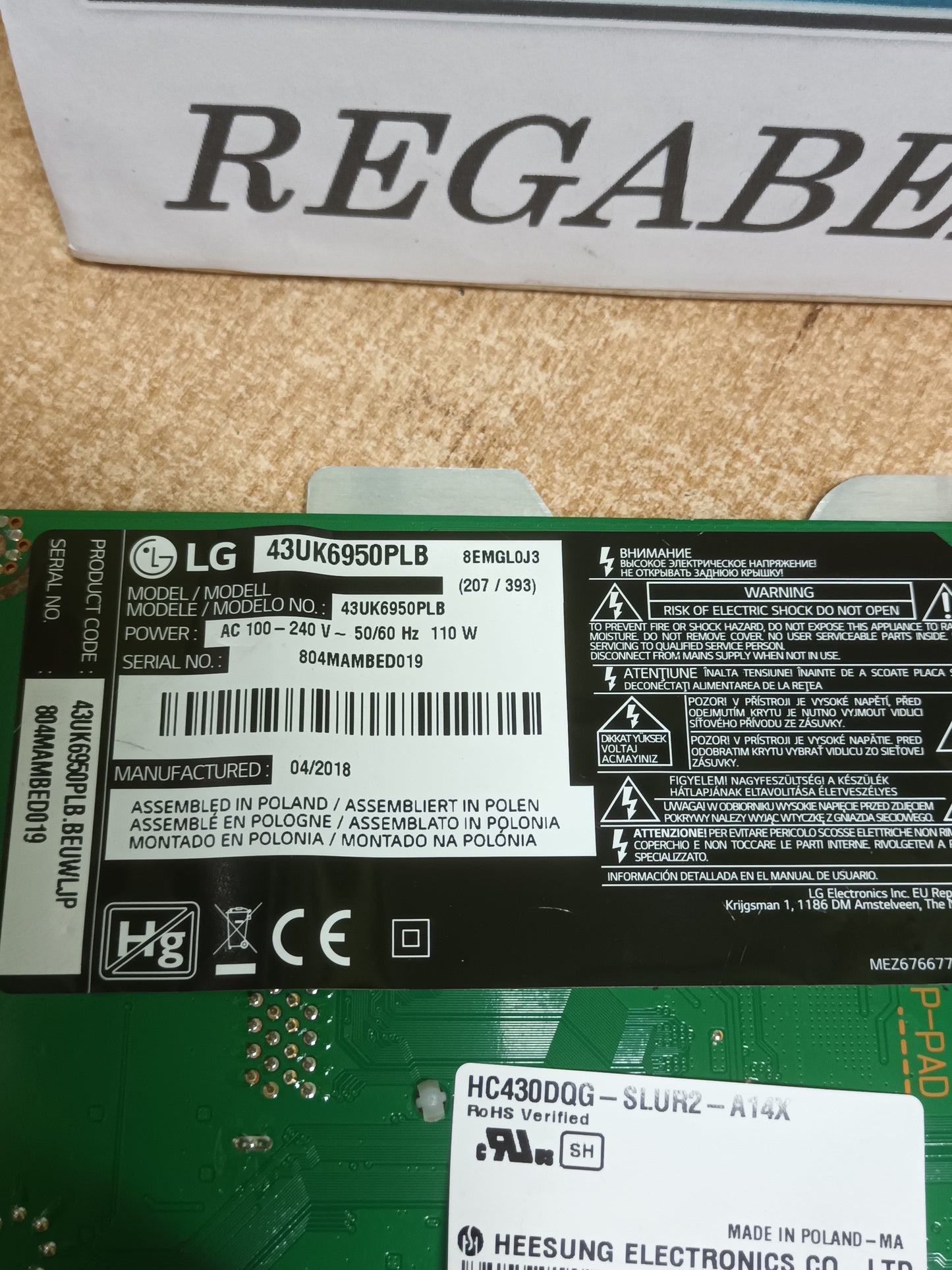 EAX67872804(1.0), EBT65197103, de LG43UK6950PLB