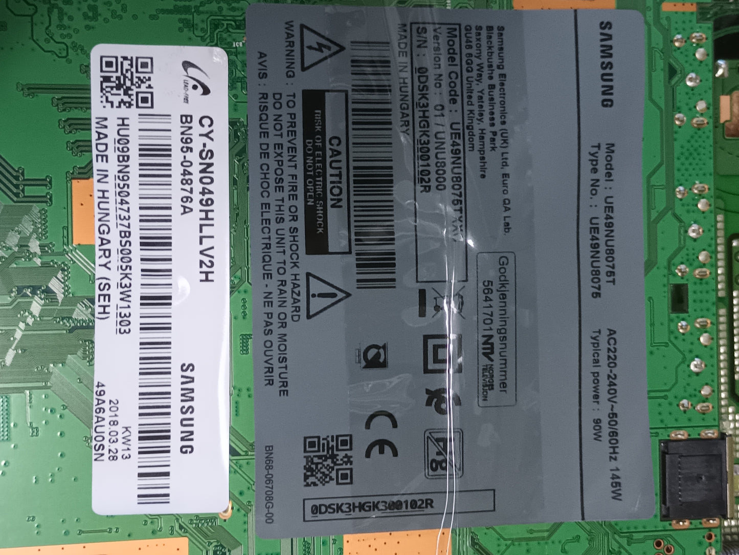 BN44-00878C, NUEVA SIN USAR, de tv SAMSUNG UE49NU8075T,