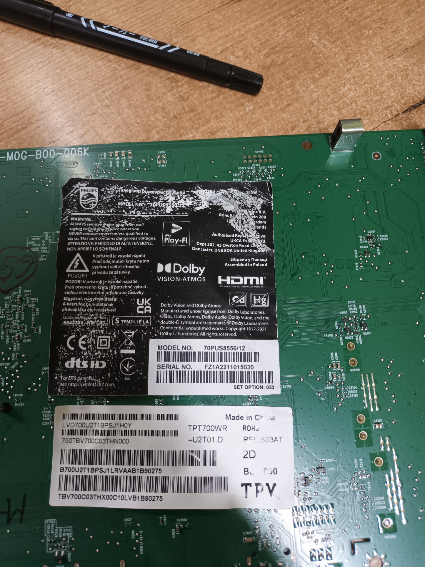 PLACA T-COM, CV700U2-T01-CB-3, NUEVA SIN USAR, de TV PHILIPS 70PUS8556/12