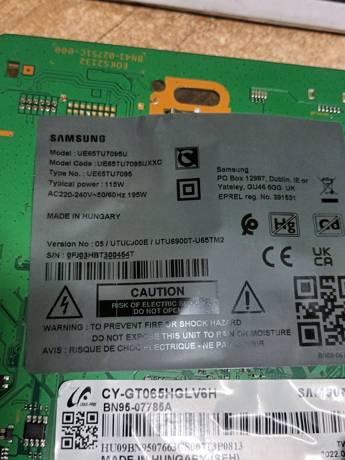 PLACA MAIN, BN41-02571C, BN94-16777Y, NUEVA SIN USAR, de TV SAMSUNG UE65TU7095U