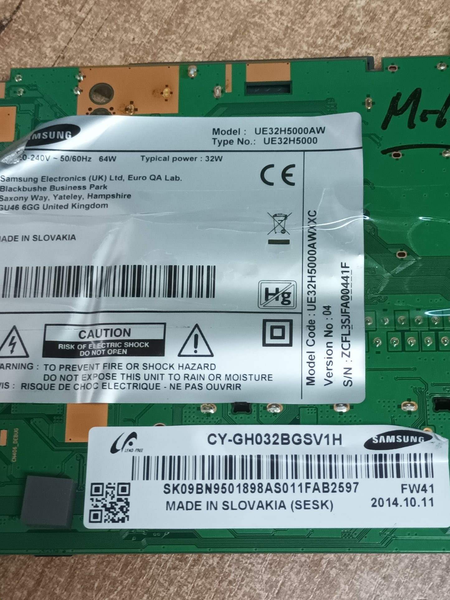 PLACA MAIN, BN41-02098B, BN94-07160U, de tv SAMSUNG UE32H5000