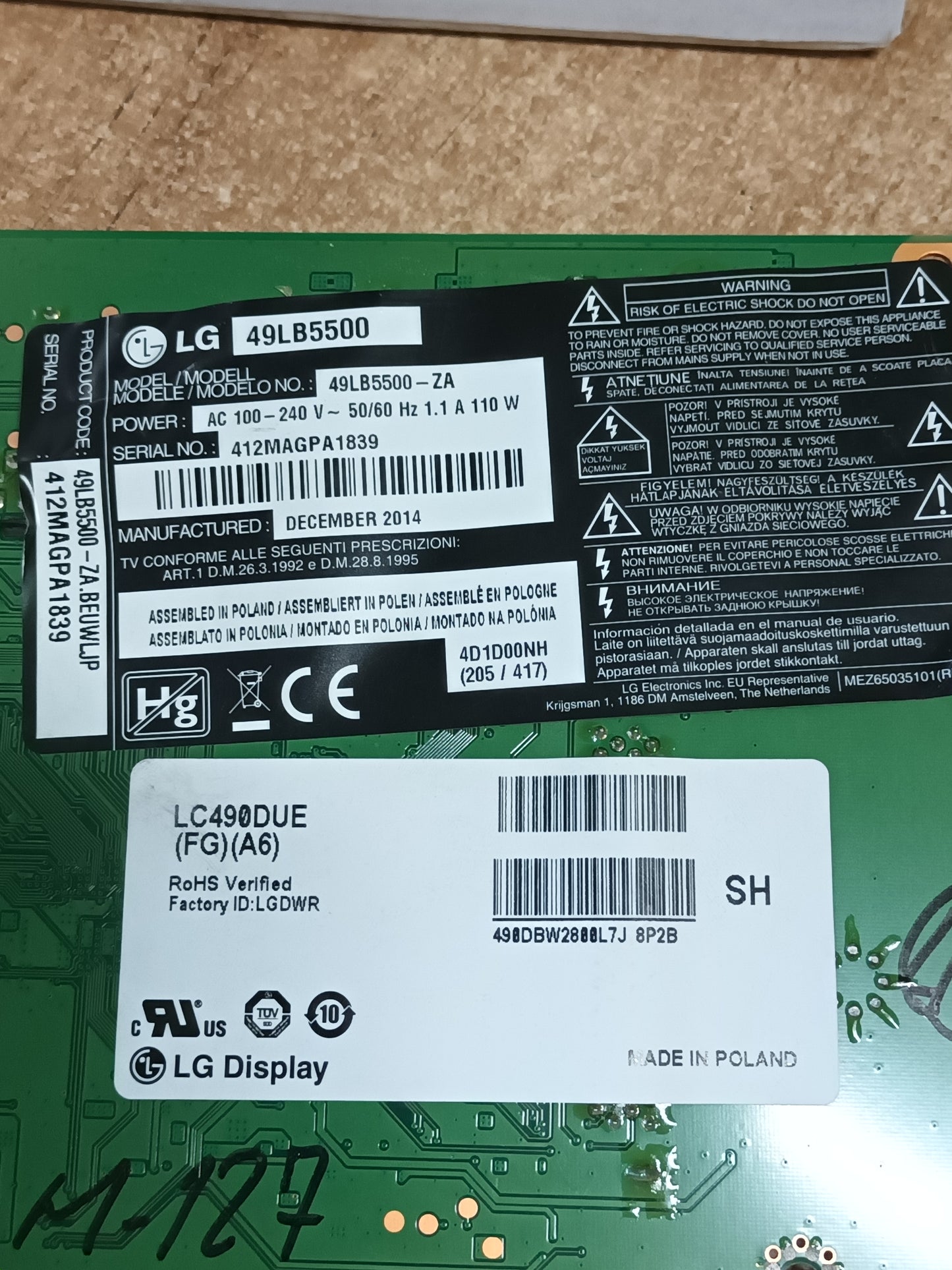 PLACA MAIN EAX65361505(1.0), EBT62973012, de tv LG49LB5500