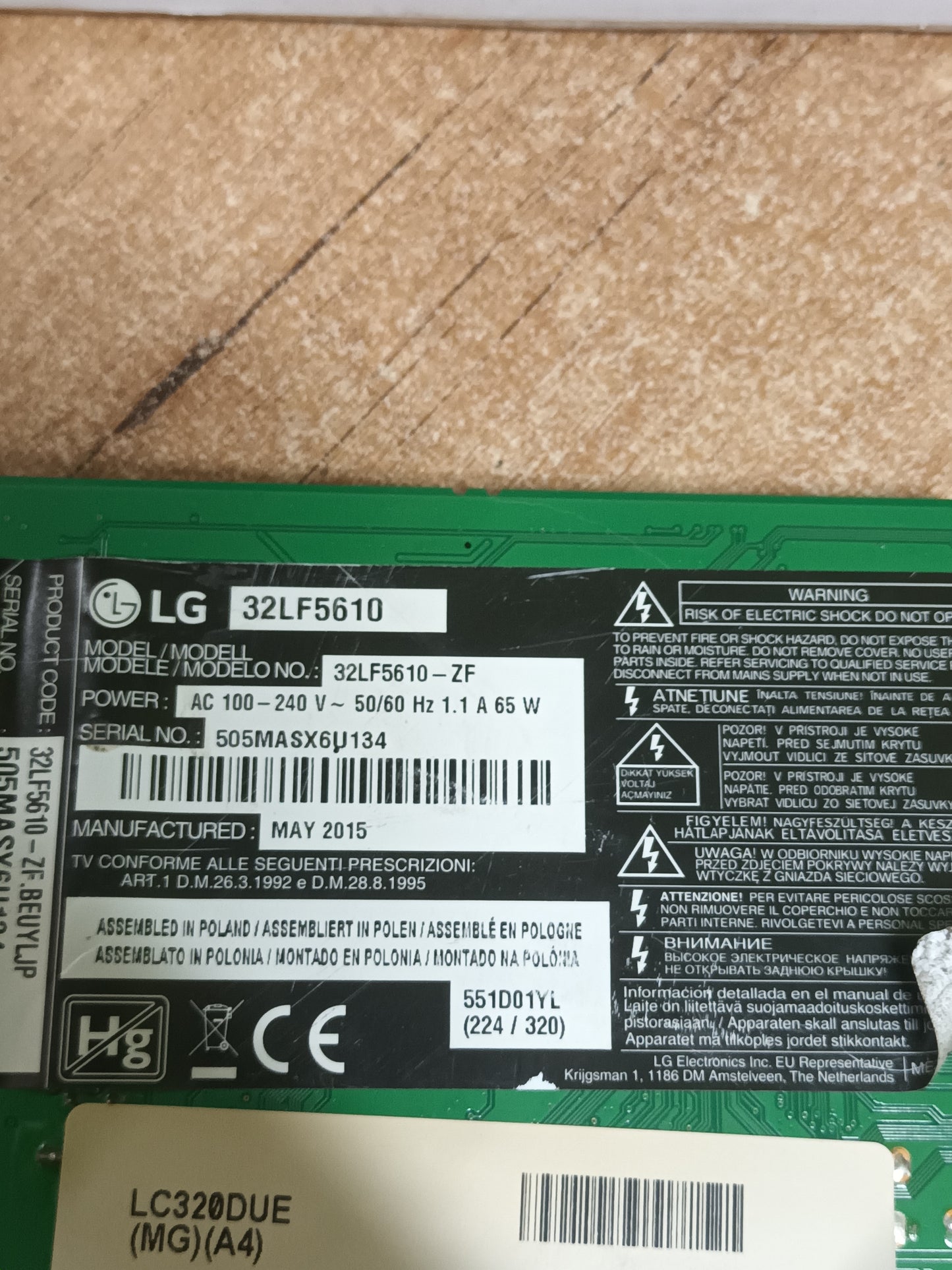 PLACA MAIN EAX66164203(1.0), EBT63716613, de tv LG32LF5610,