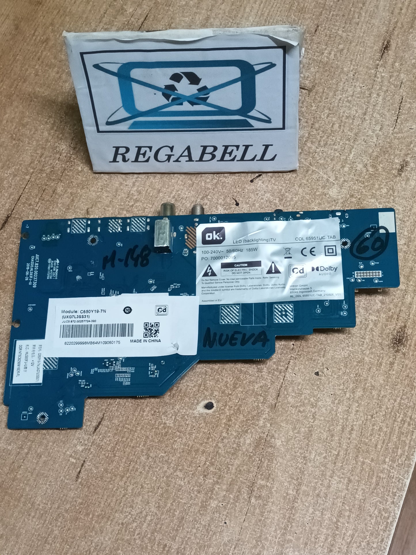 PLACA MAIN, JUC7.820.00237309, NUEVA SIN USAR, de tv OK ODL65951UC-TAB, 