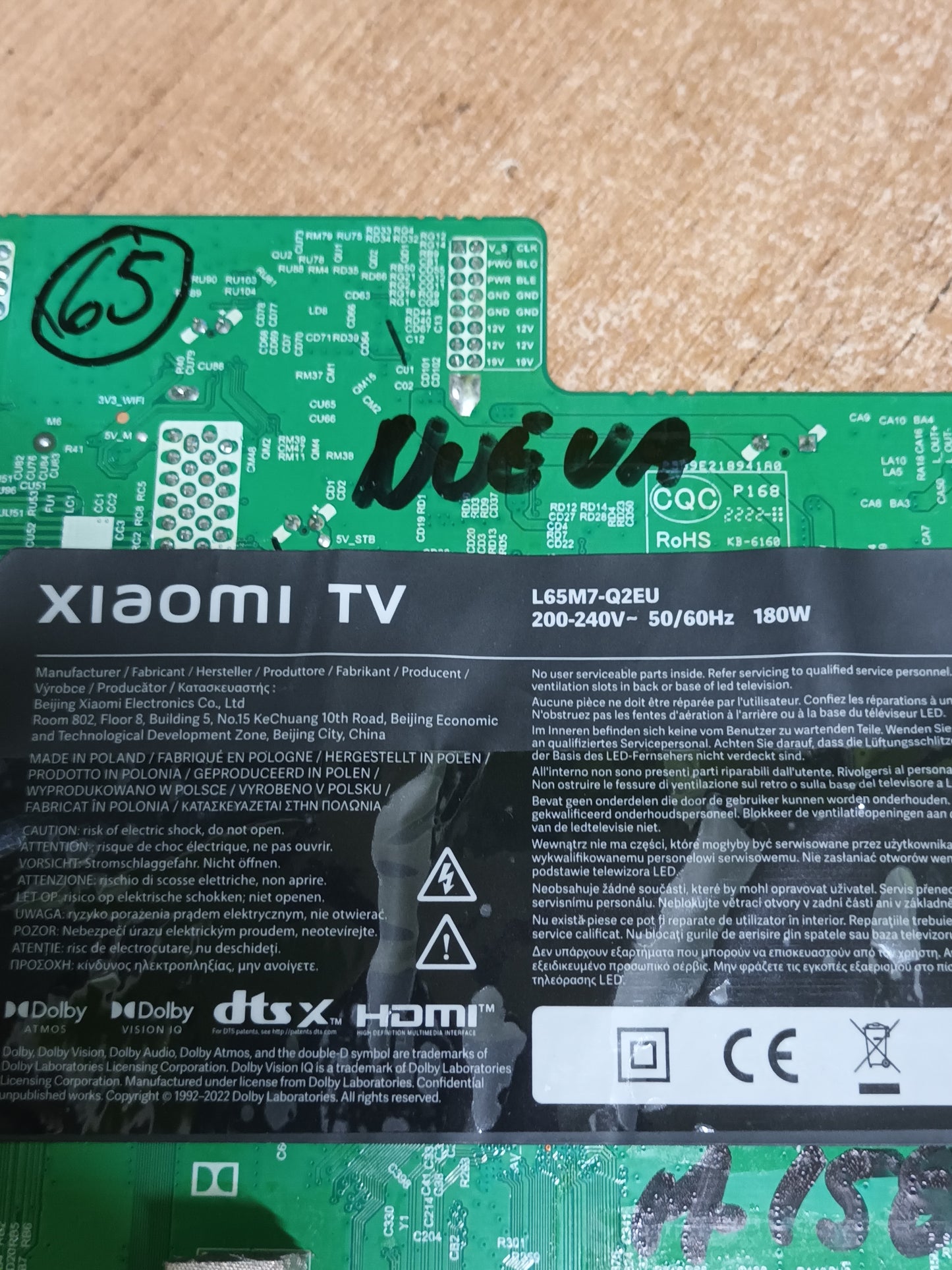 TD-000P, de XIAOMI TV L65M7-QZEU, NUEVA