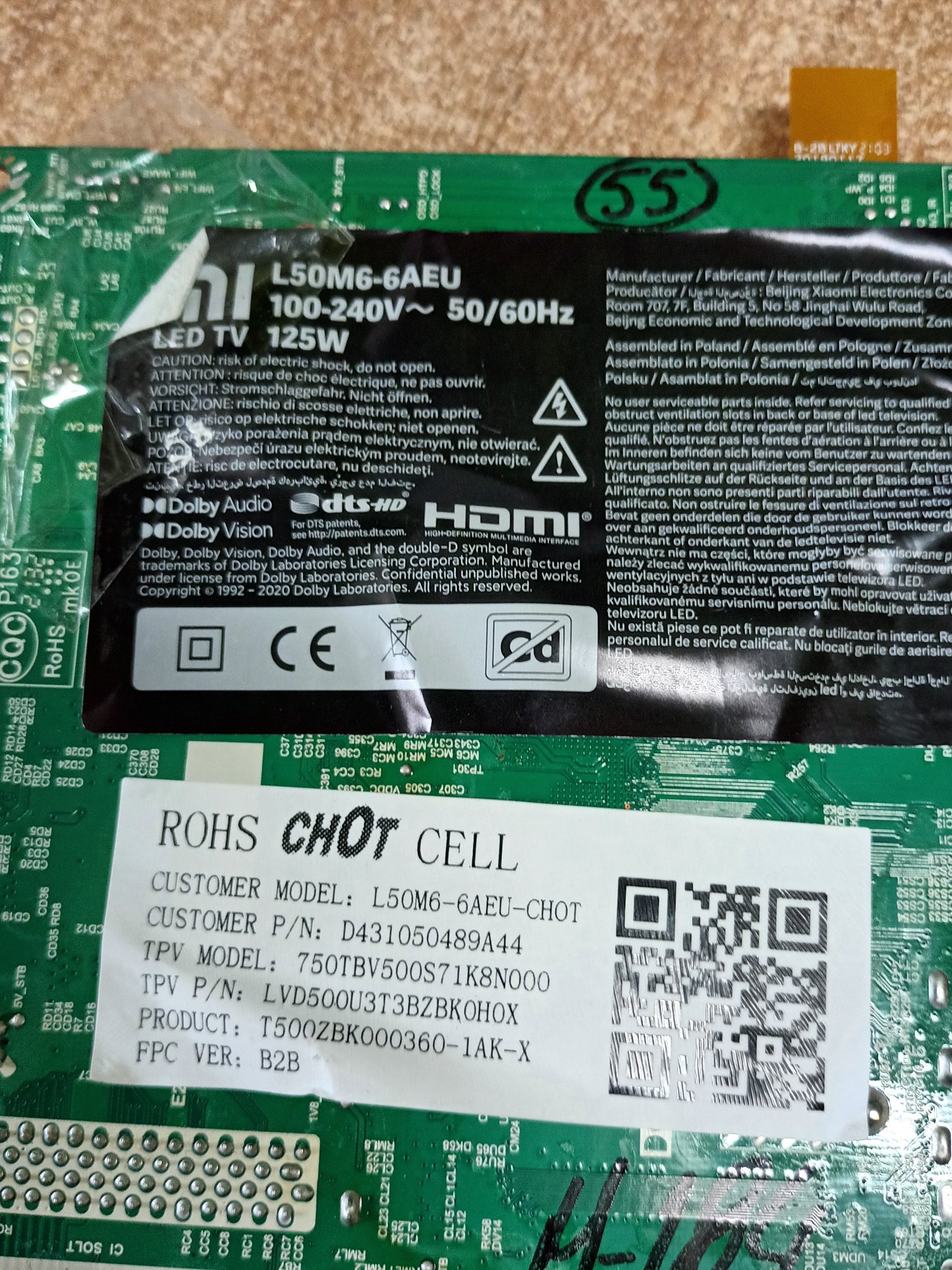 PLACA MAIN TD.MT9612.795, de tv XIAOMI MI L50M6-6AEU, (NUEVA SIN USAR),