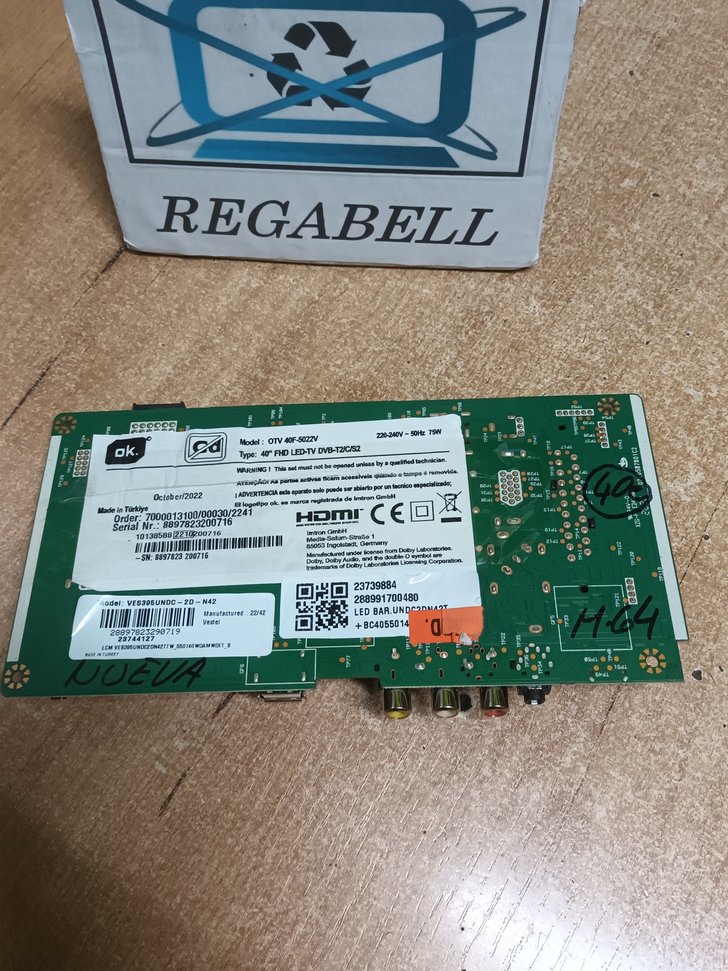 Placa main, 17MB140, de TV OK OTV40F-5022V, ES NUEVA SIN USAR