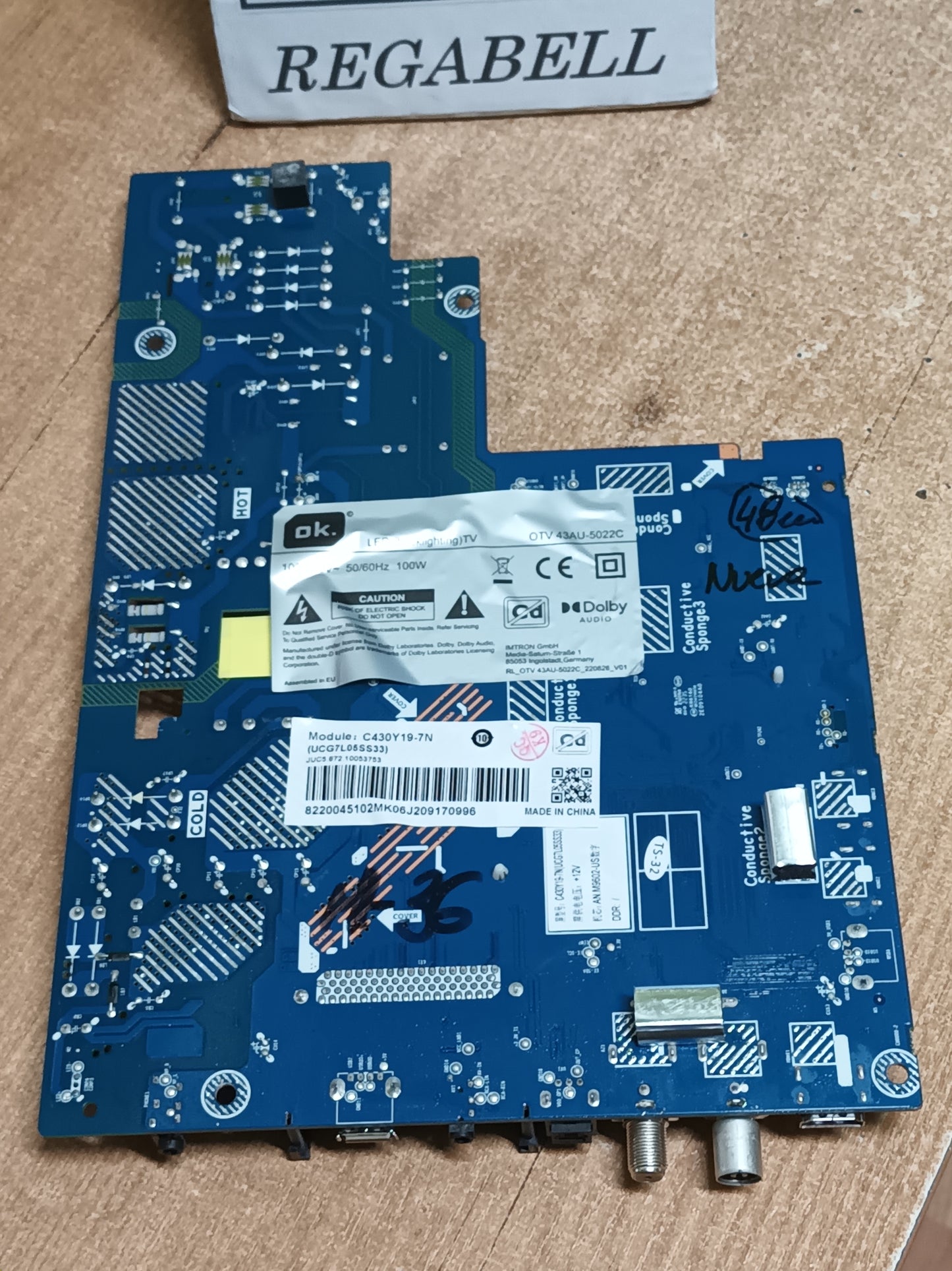 Placa main, MB-M9602-PW-CL-0094, de TV OK OTV43AU-5022C, ES NUEVA SIN USAR