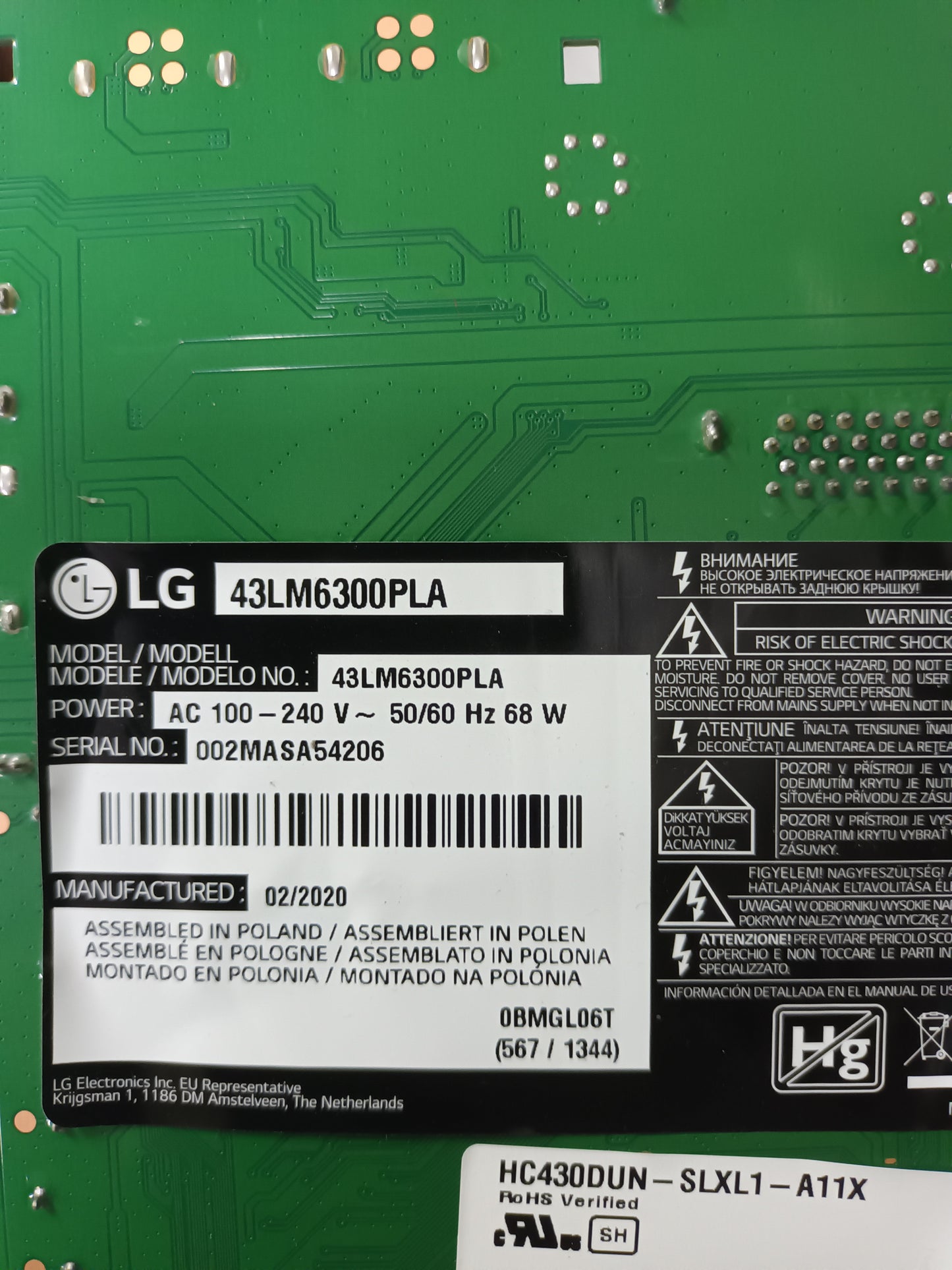 juego de 3 tiras de led de LG43LM6300PLA