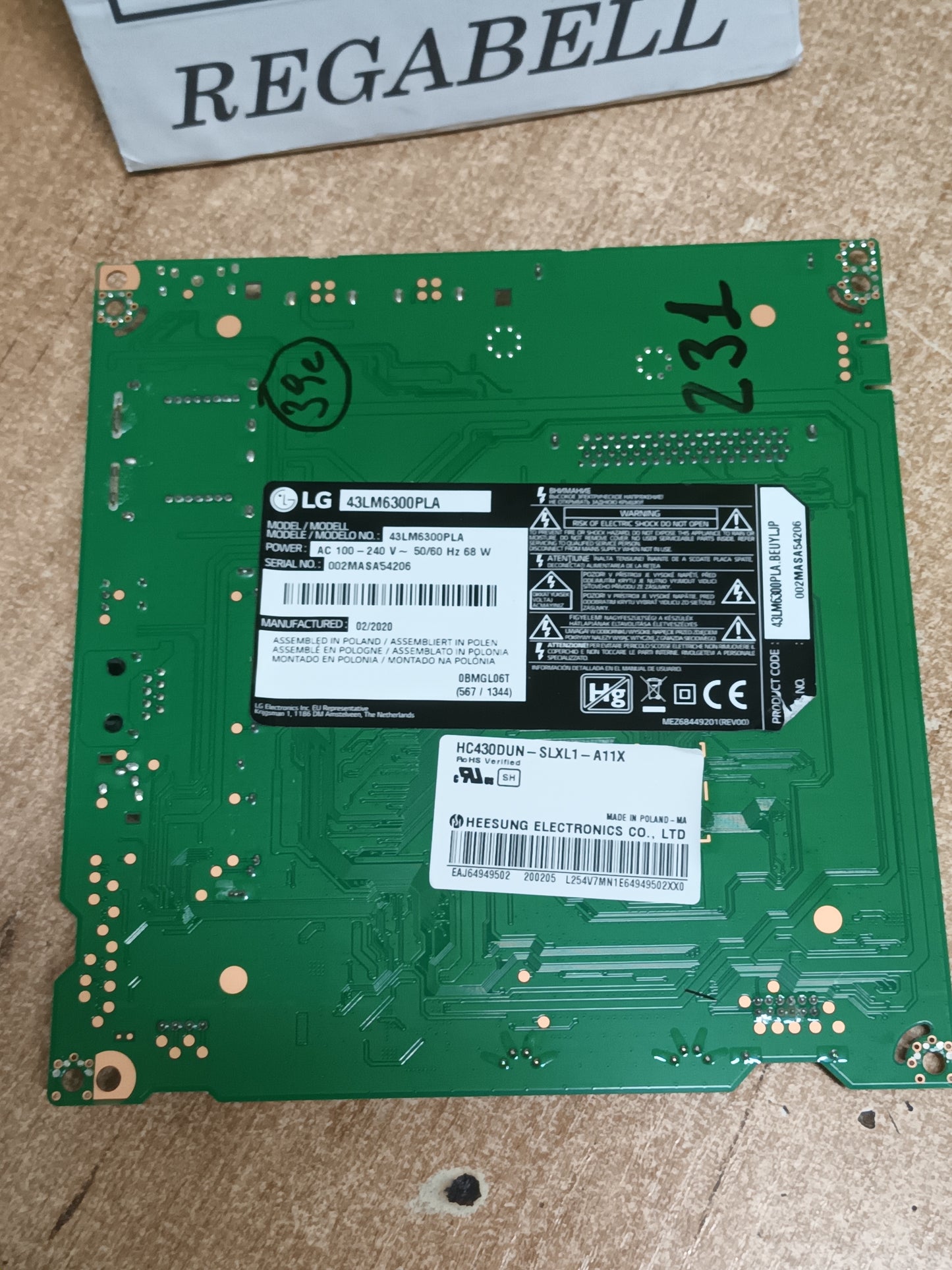 PLACA MAIN EAX68167602(1.0), EBT66120407, de tv LG43LM6300PLA,