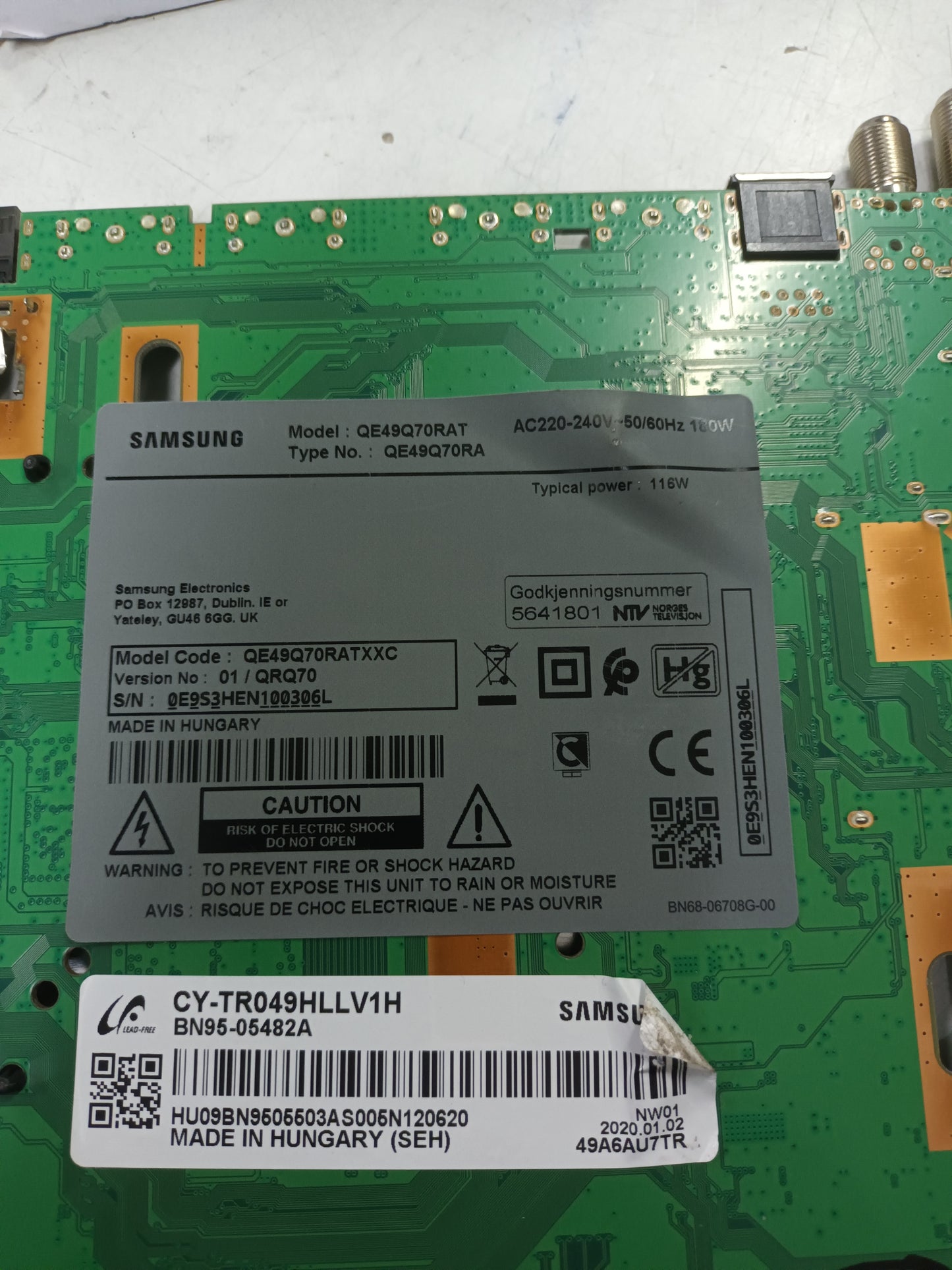 PLACA MAIN, BN41-02695A, BN94-14345M, NUEVA SIN USAR de tv SAMSUNG QE49Q86TAT,