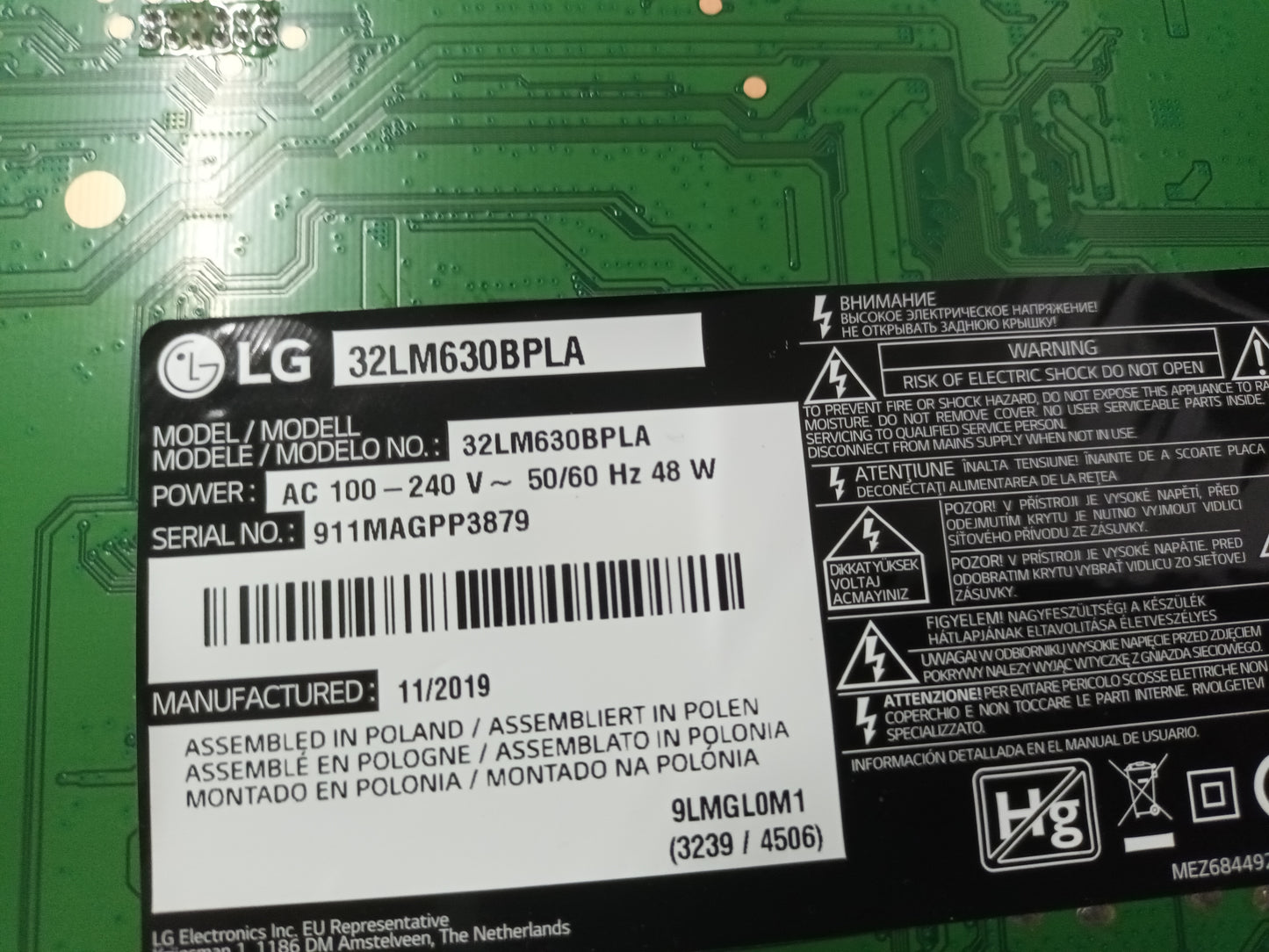 juego de 2 tiras de retroiluminación de LG32LM630BPLA