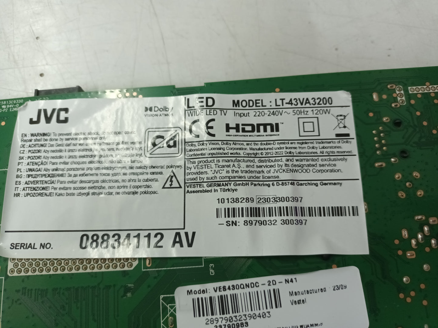 juego de 3 tiras de retroiluminación de JVC LT-43VA3200