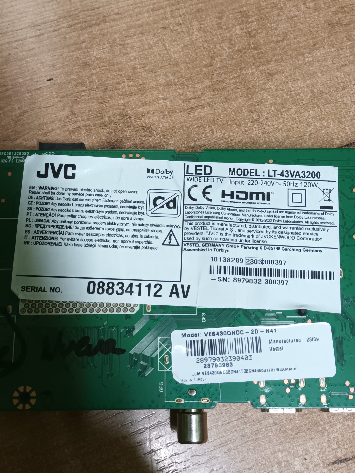 E253117, de JVC LT-43VA3200, NUEVA