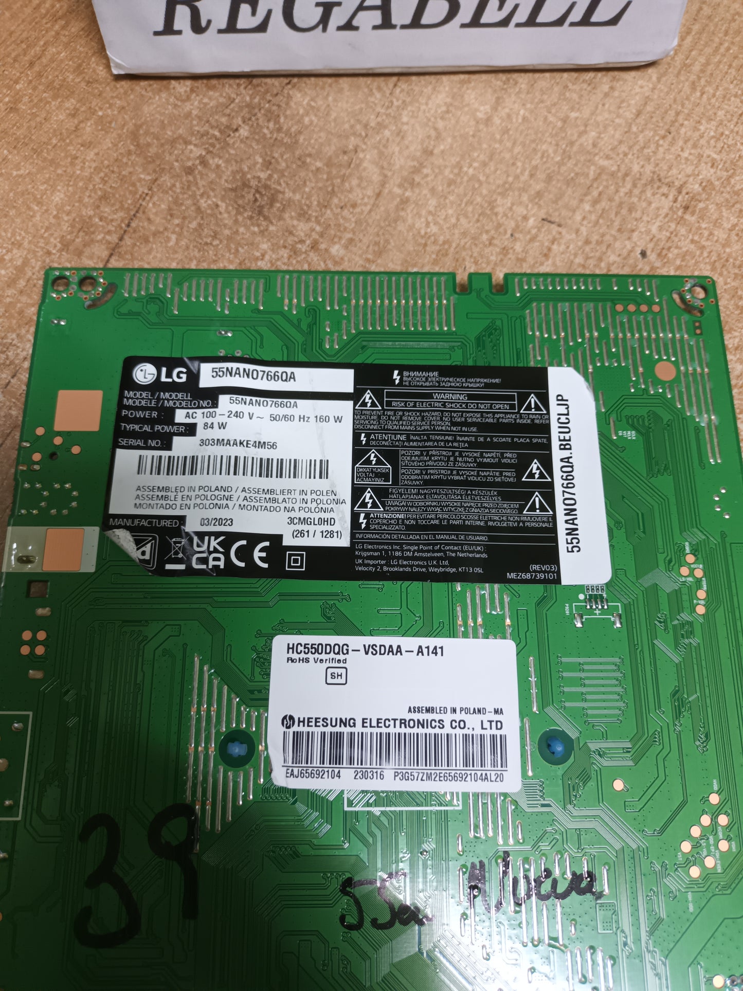 Placa main, EAX69762805(1.0), EBT67250503 de tv LG55NAN0766QA, NUEVA SIN USAR