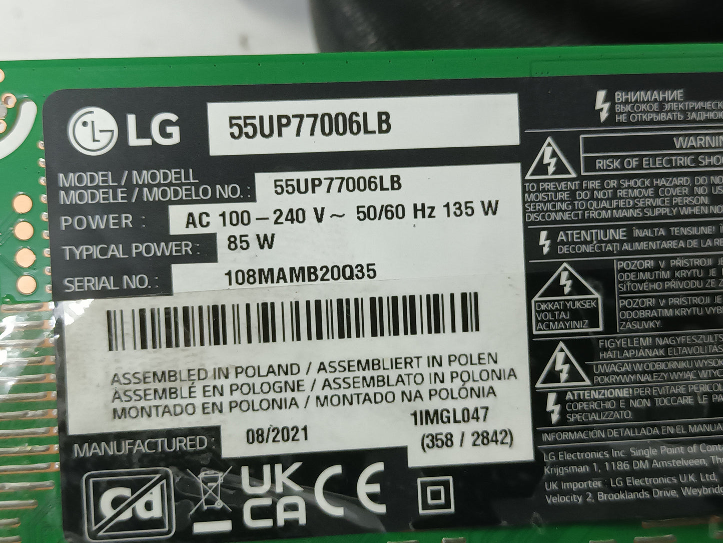 LG55UP77006LB, KIT TIRAS LED (ref,39)