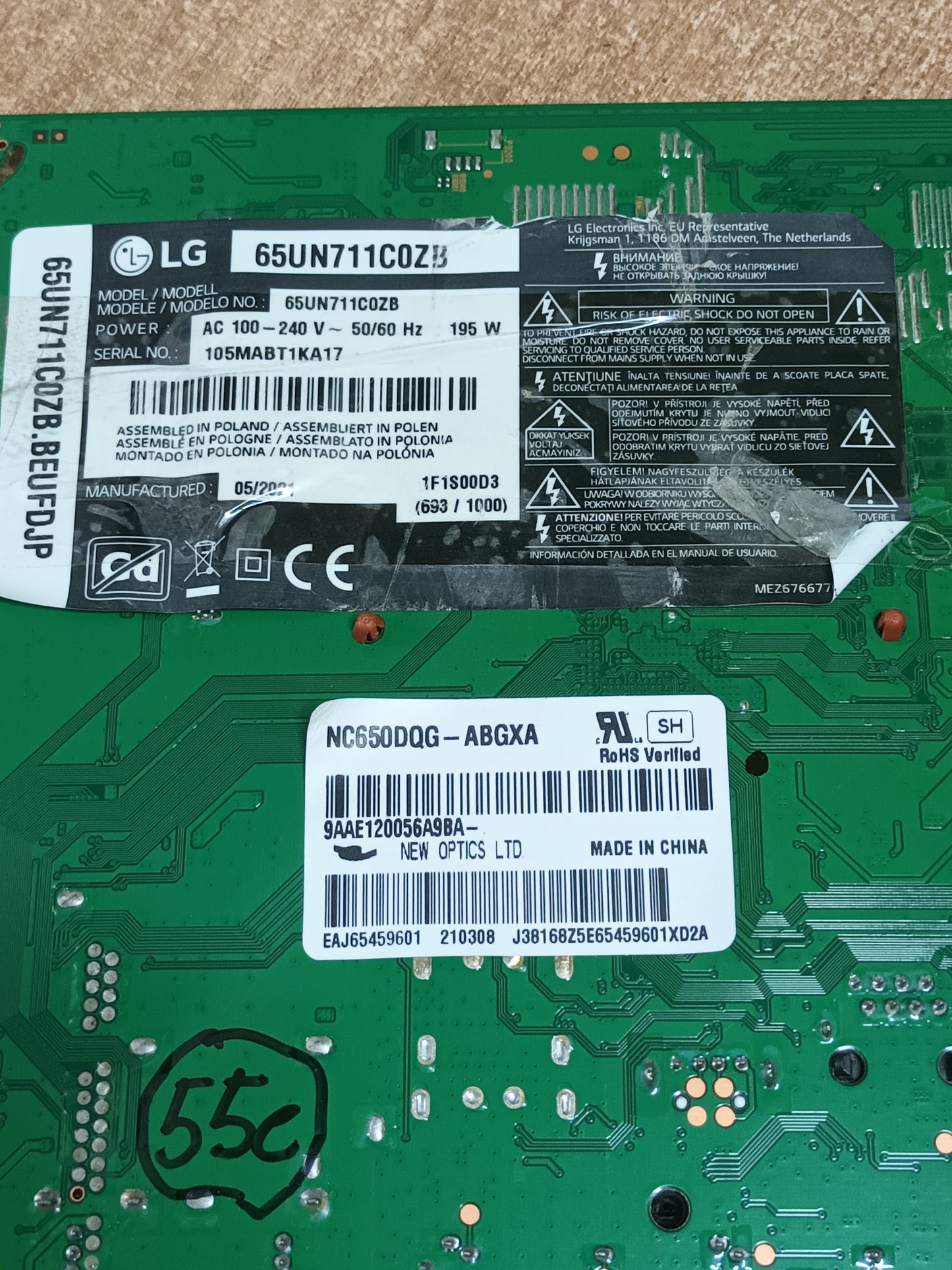 Placa main, EAX69083603(1.0), EBT66531303, de tv LG65UN711C0ZB, NUEVA SIN USAR,