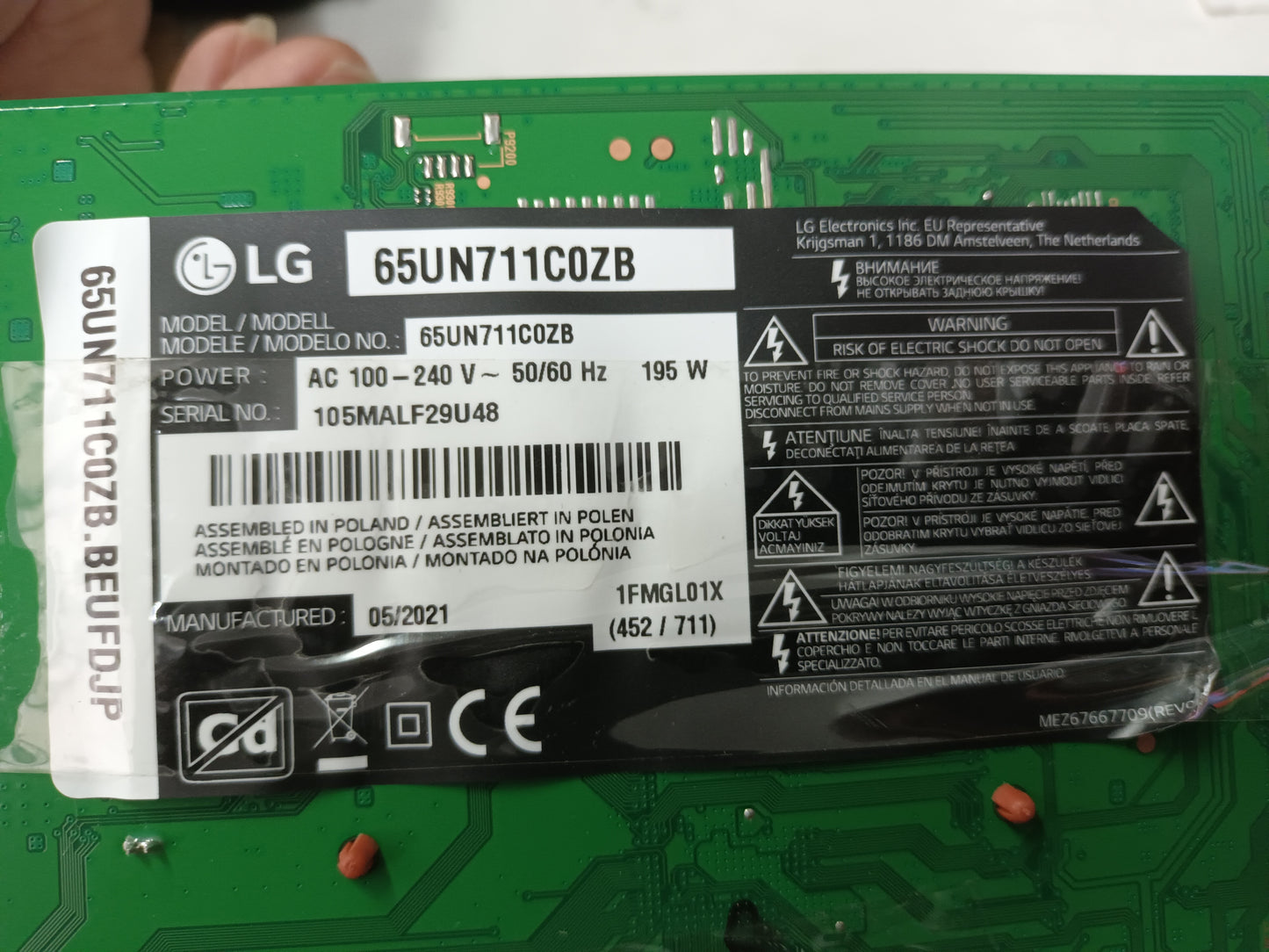 LG65UN751C0ZB, KIT 4 TIRAS LED (ref,115)