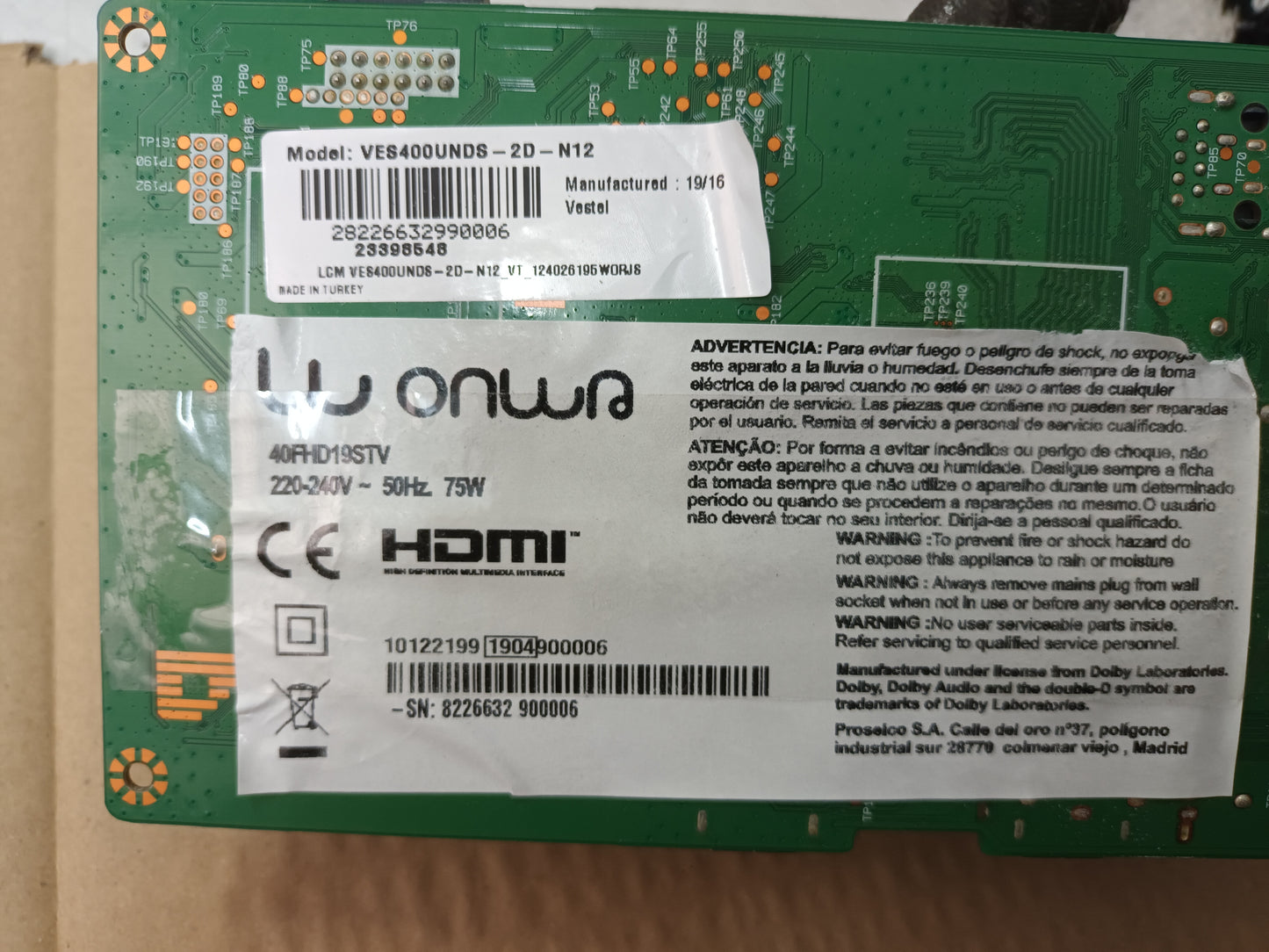 KIT 3 tiras de retroiluminación de OK ODL40561F-DBV