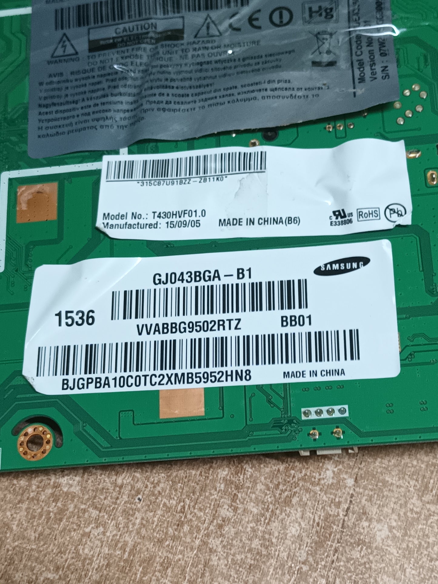 PLACA MAIN, BN41-02353B, BN94-09121Q, de TV SAMSUNG UE43J5500AW,