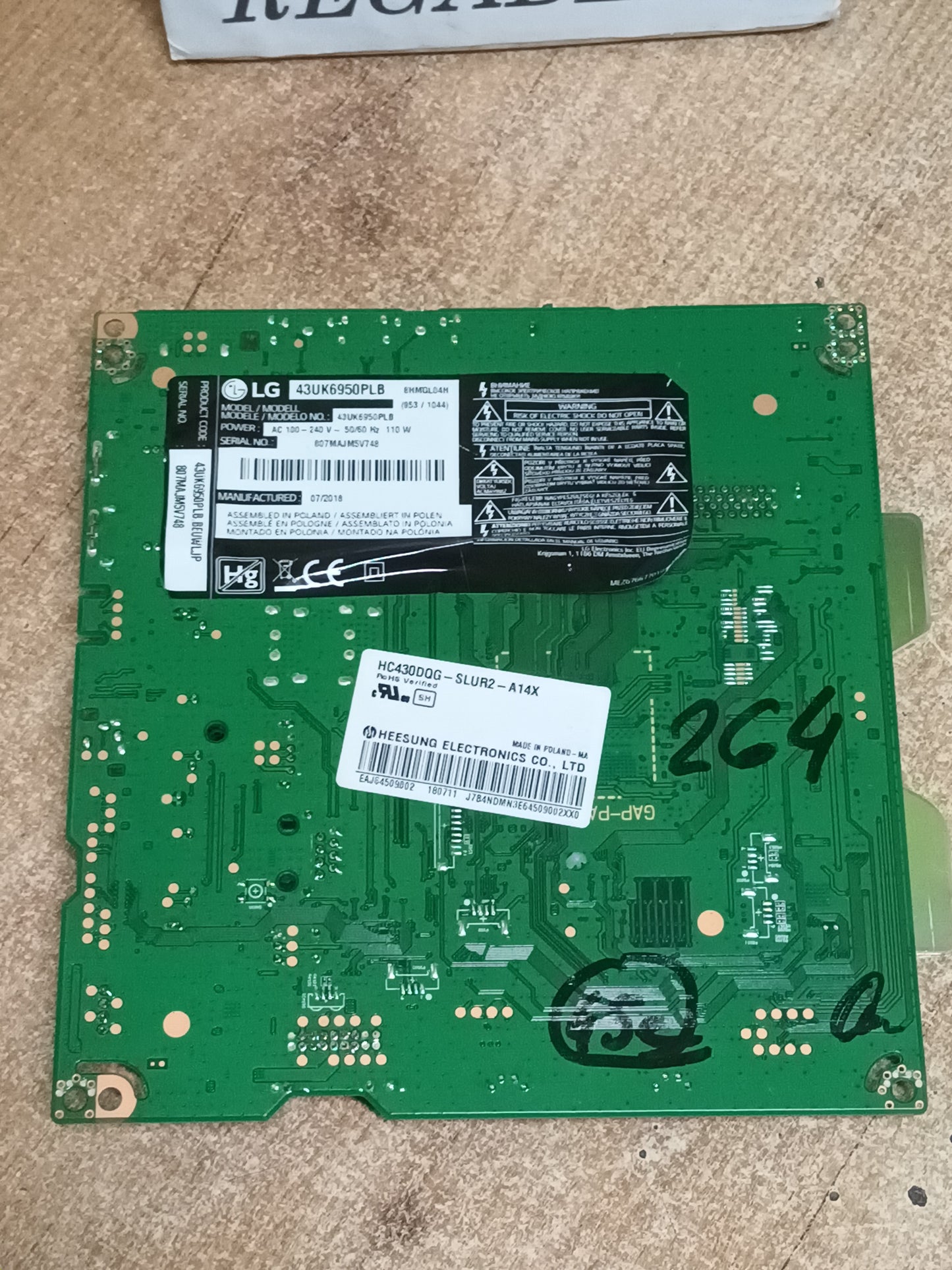 Placa main, EAX67872805(1.1), de TV LG43UK6950PLB