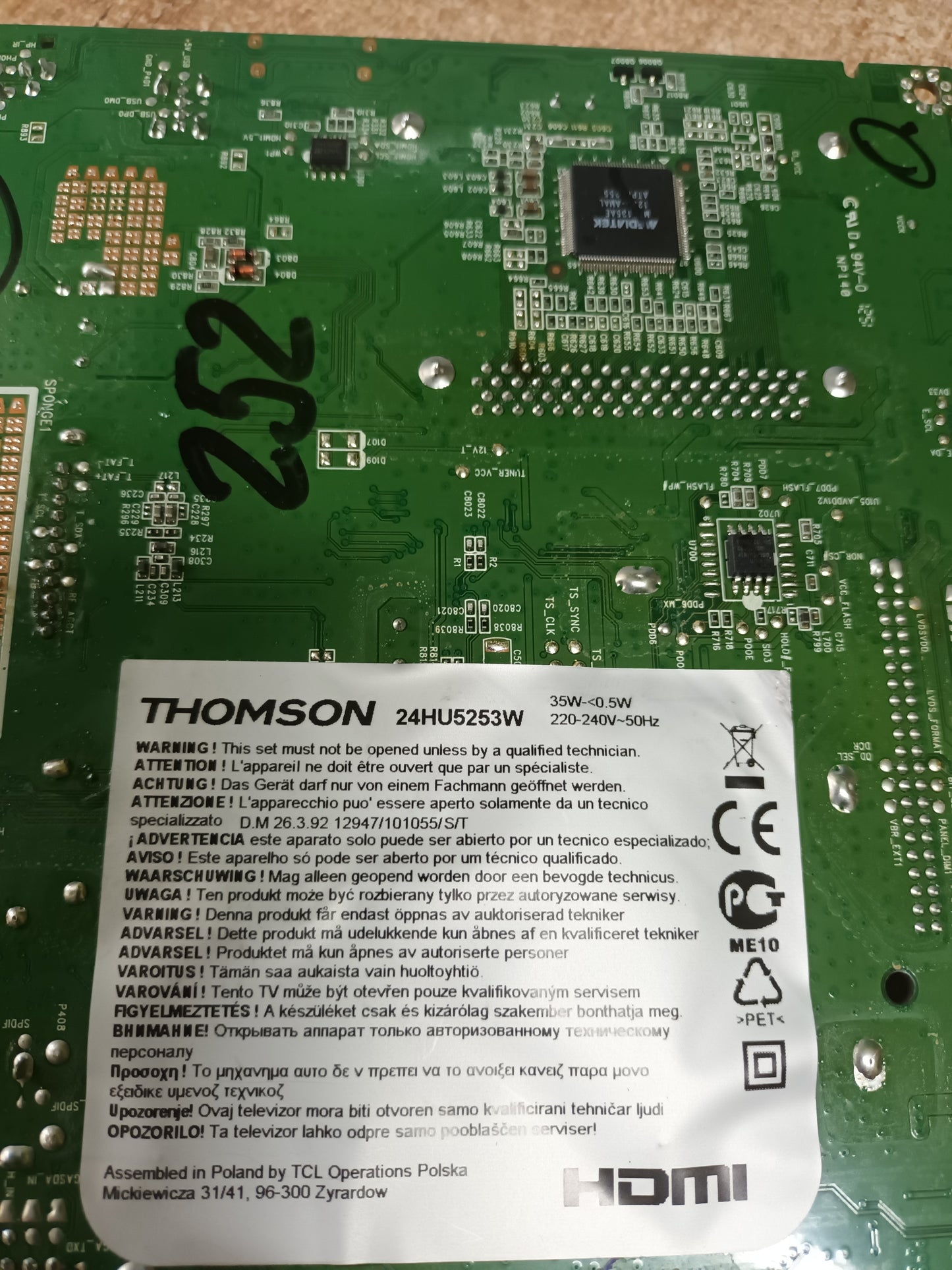 PLACA MAIN, 40-MT10L1-MAK2HG, de tv THOMSON 24HU5253W,