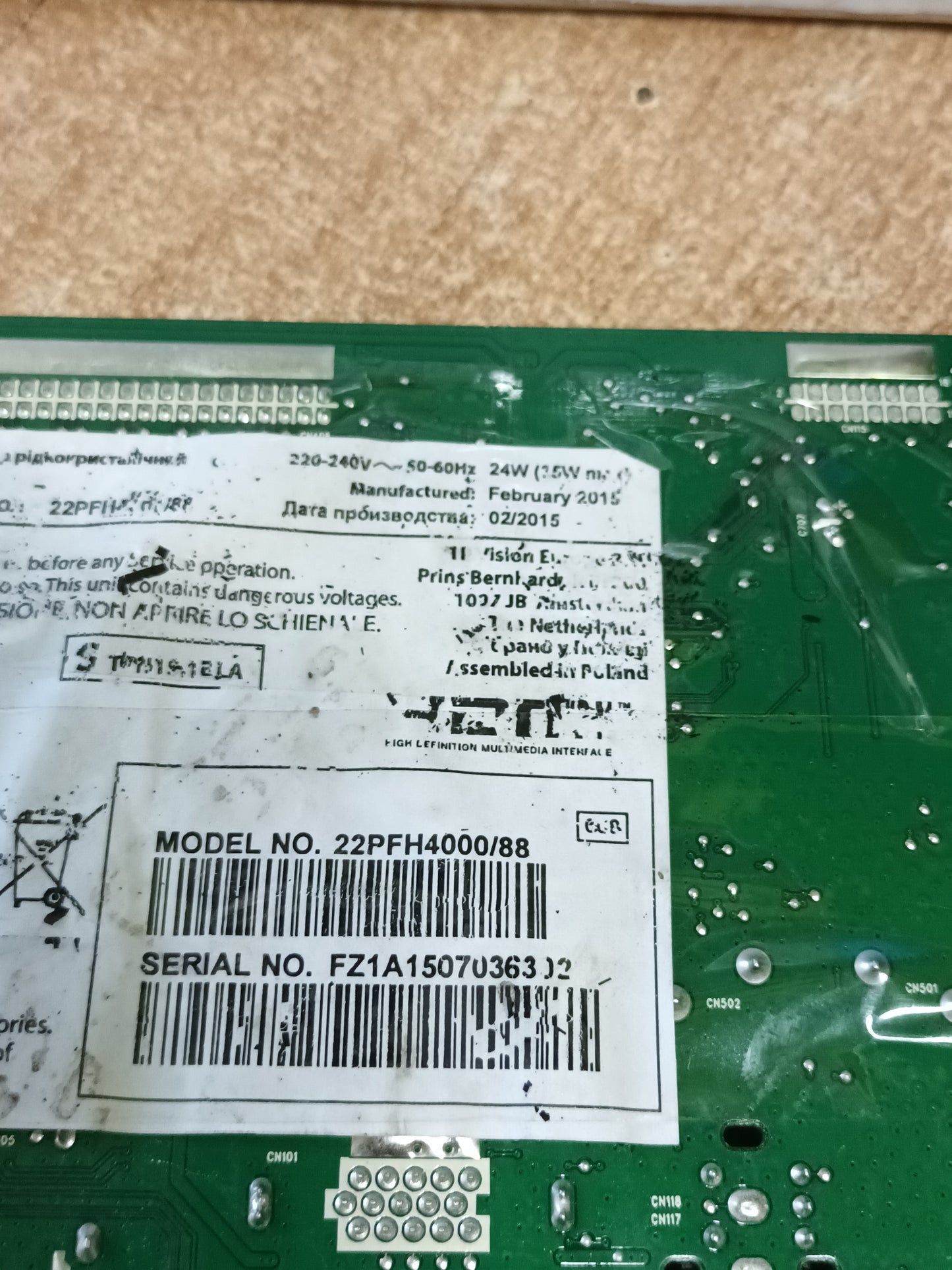 PLACA MAIN, 715G6947-M0F-000-004K, de tv PHILIPS 22PFH4000/88,