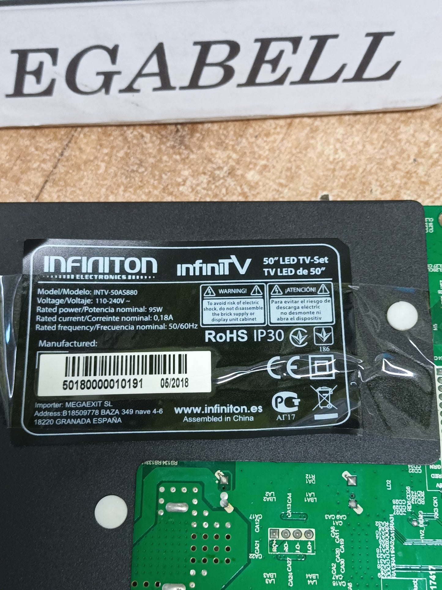 Placa main, TP.MT5510S.PB802, de TV INFINITON INTV-50AS880,