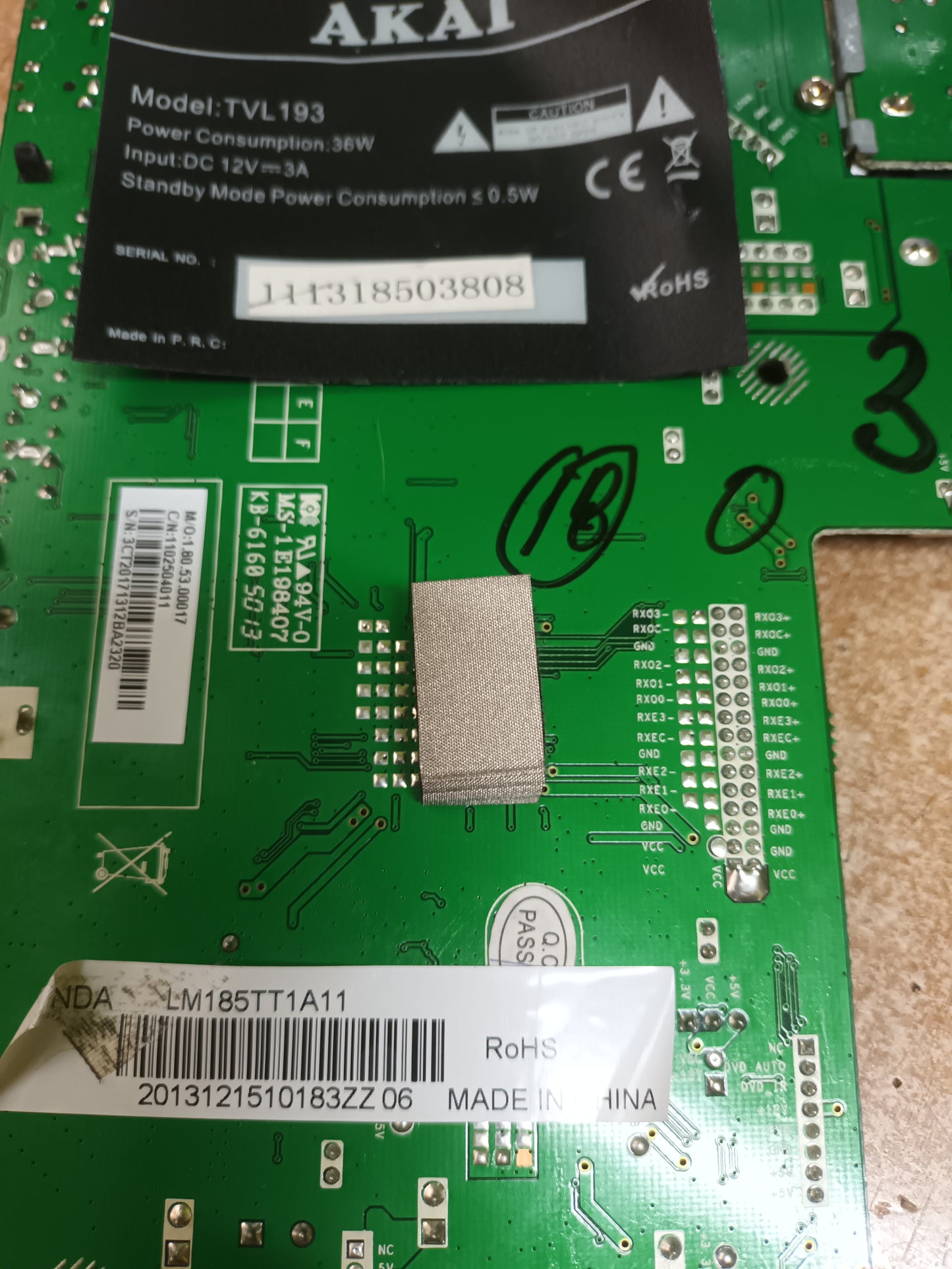 Placa main, CV9202L-K, de TV AKAI TVL193,