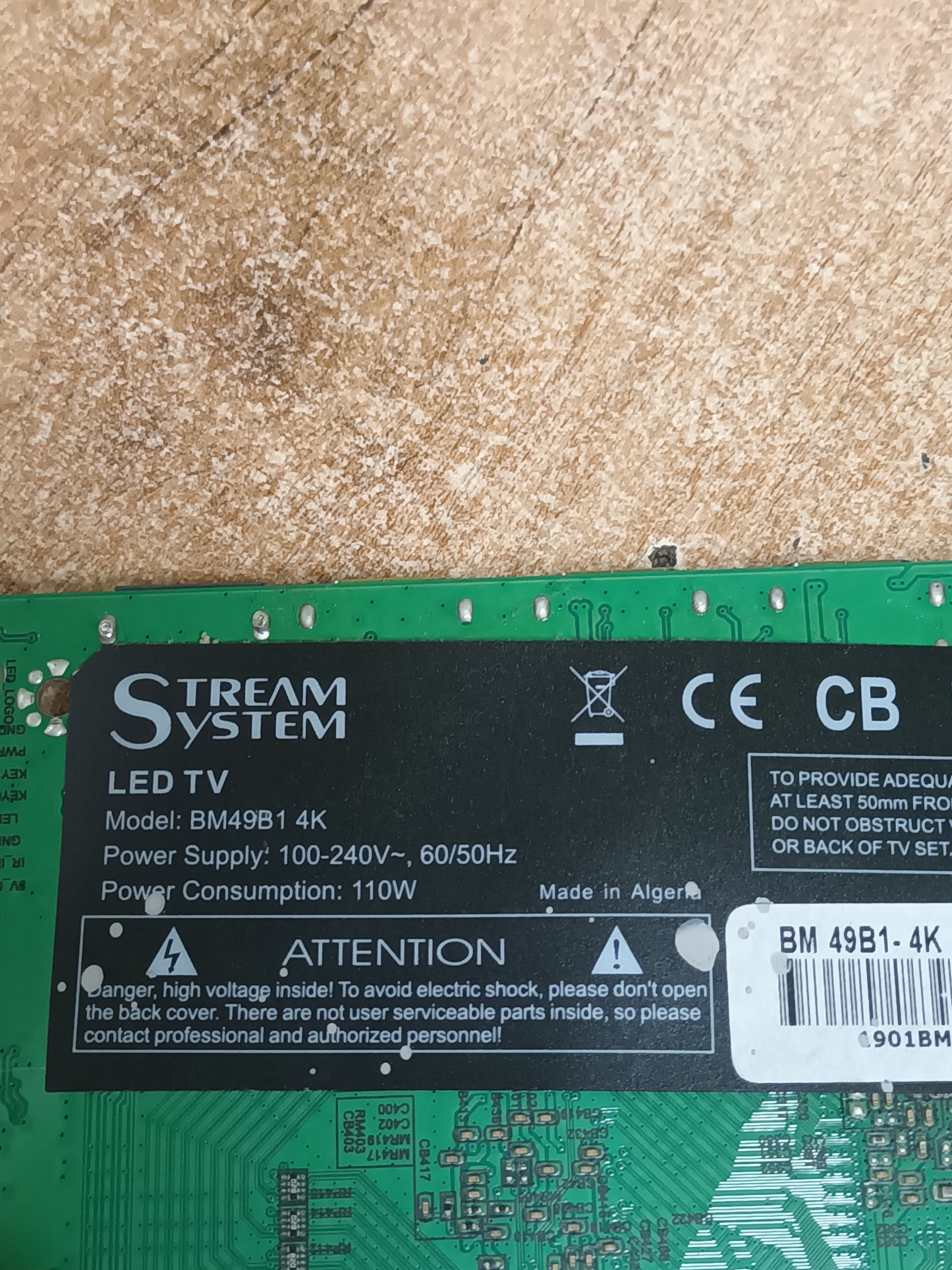 Placa main, MSD6586-T8E2, de tv STREAM SYSTEM BM49B1 4K
