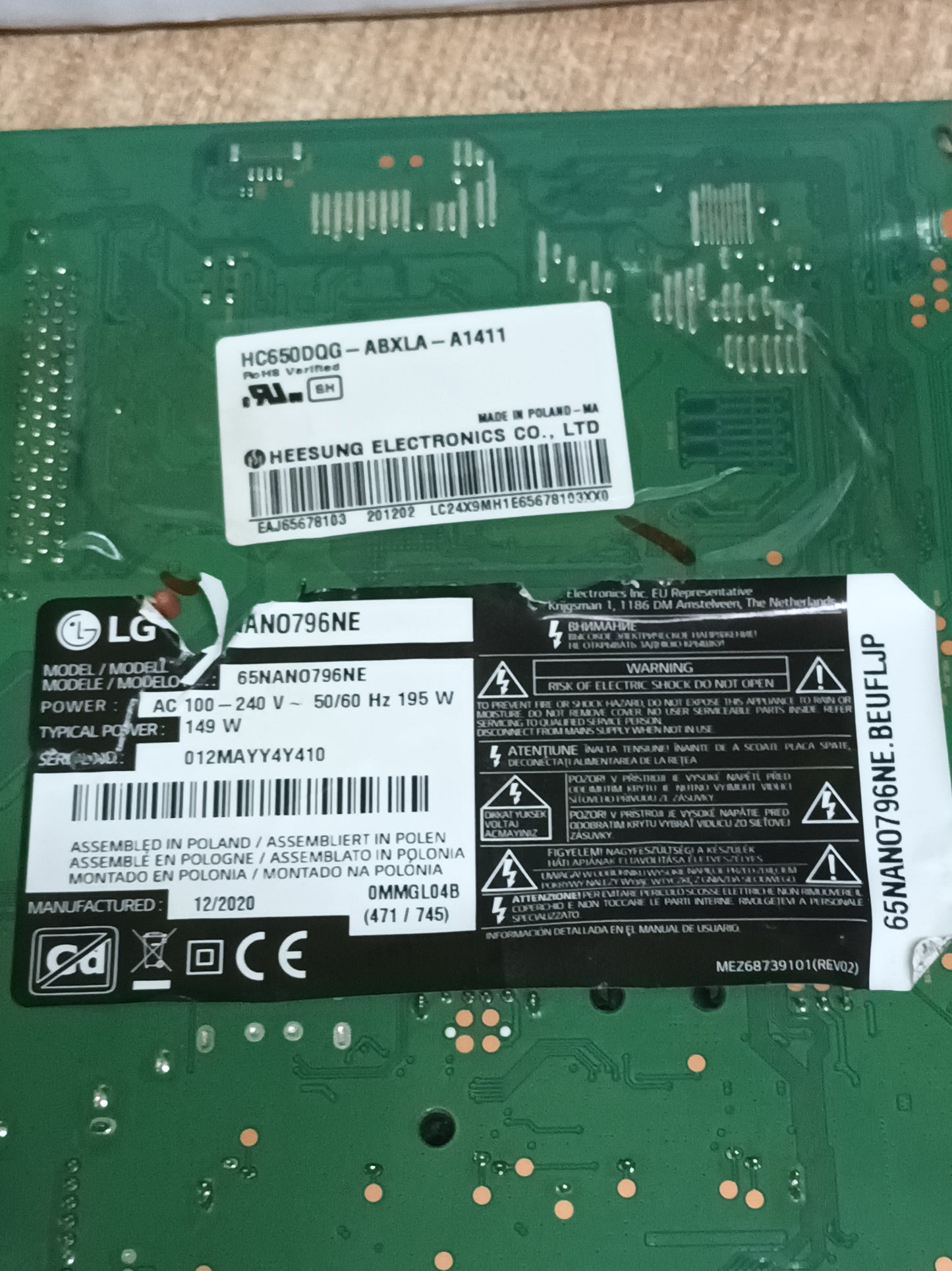 EAX69083603(1.0), EBT66568653, de LG65NAN0796NE