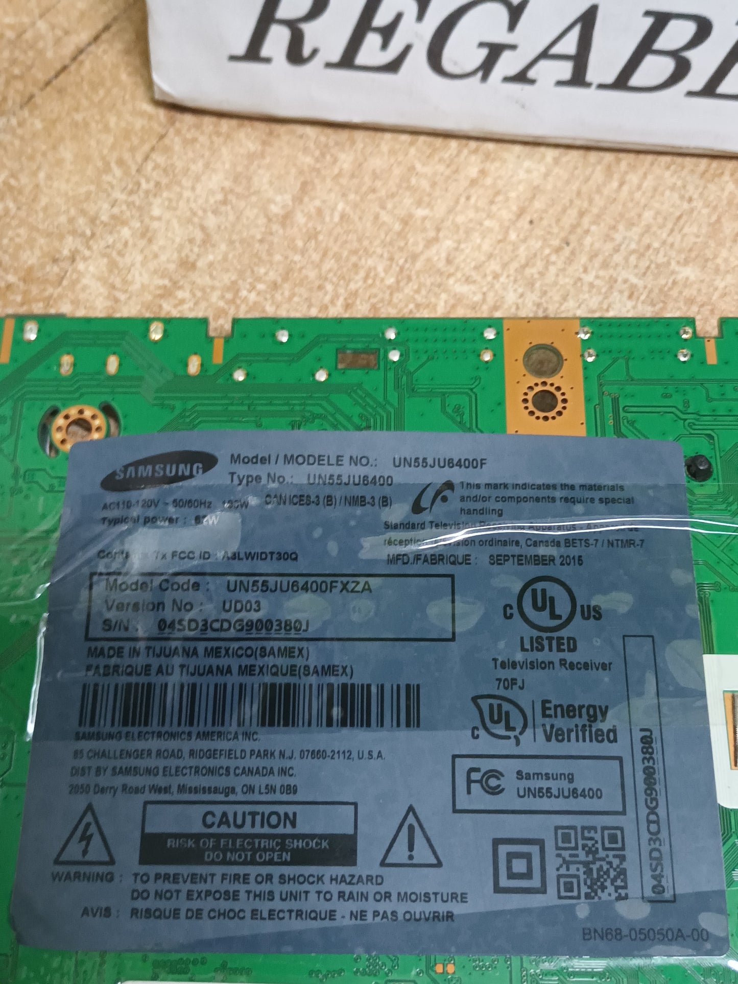 BN94-10244A, de SAMSUNG UN55JU6400F
