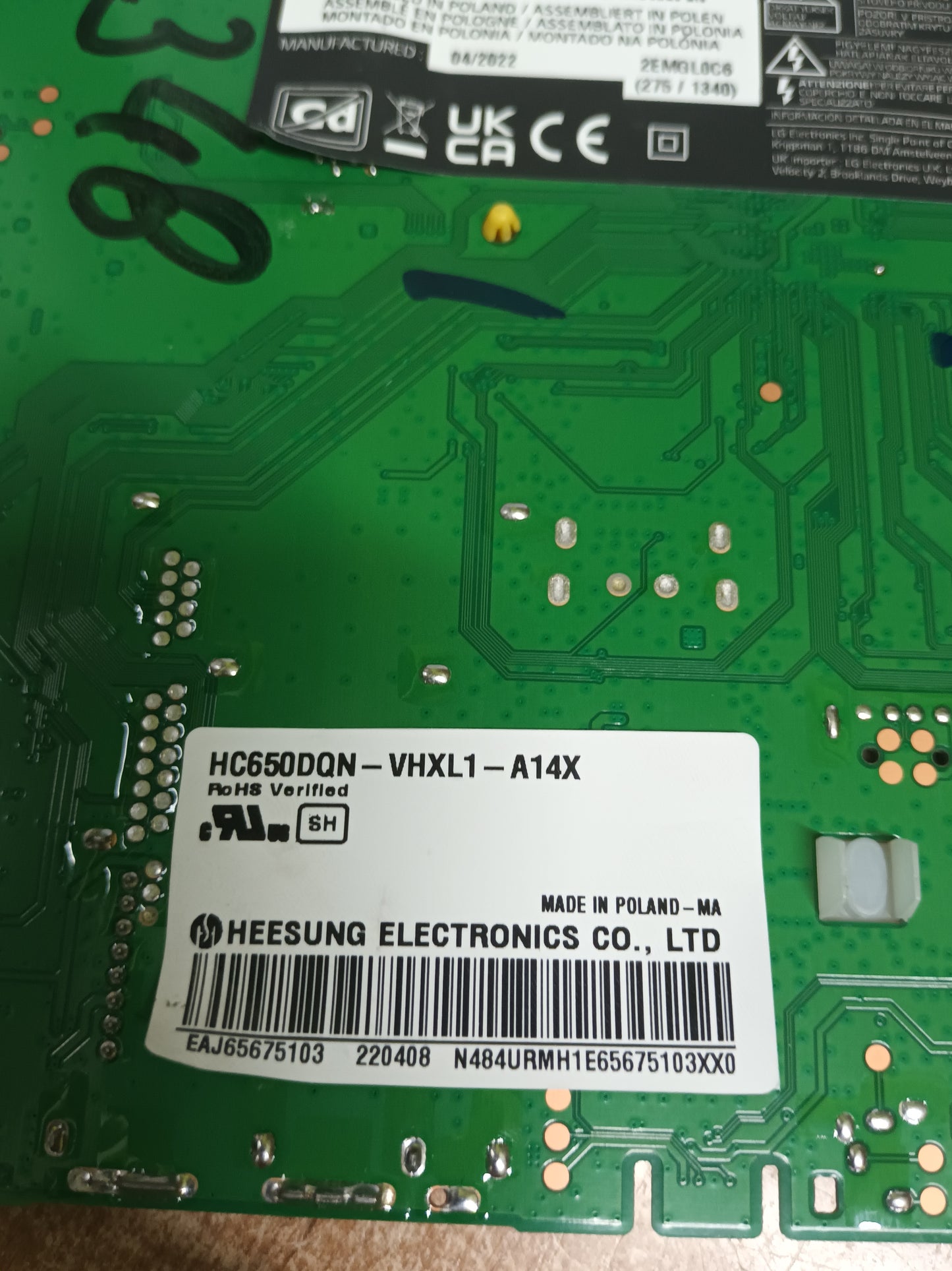PLACA MAIN, EAX69715102(1.0), EBT66803103, de tv LG65UP751C0ZF, NUEVA SIN USAR