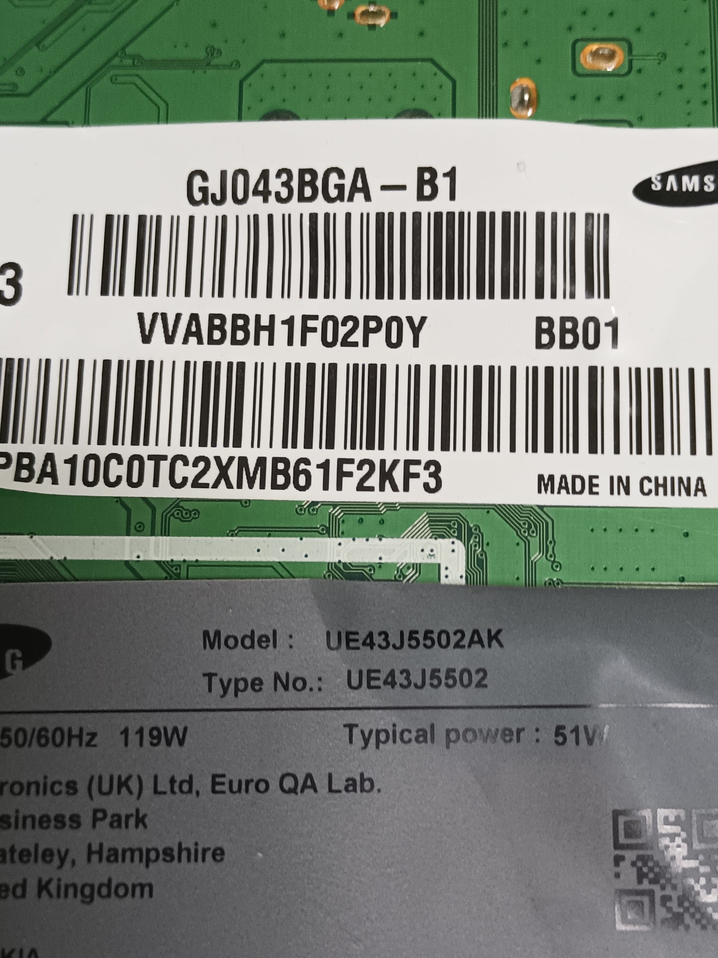 BN94-09121N, de SAMSUNG UE43J5502