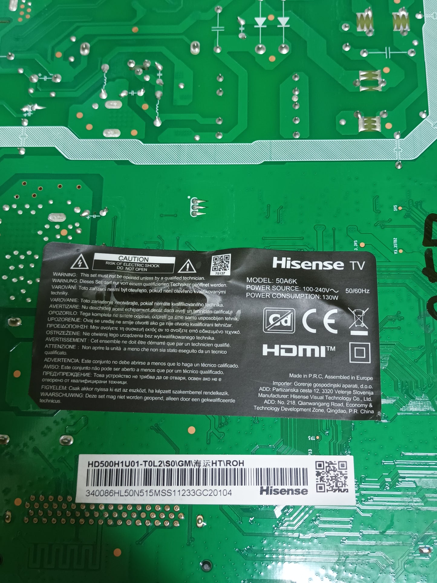 RSAG7.820.12903/R0H, de HISENSE 50A6K,